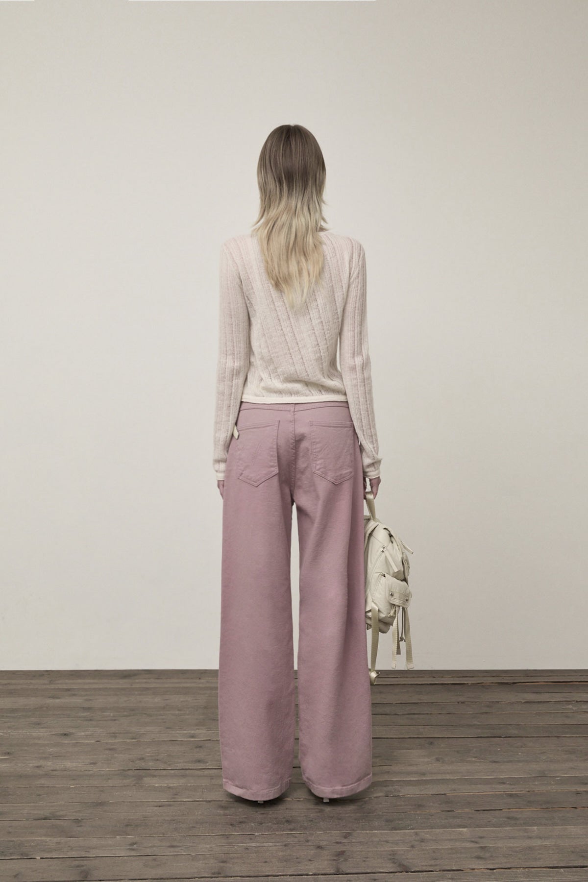 Matin Kim - Diagonal Texture Knit Top (Light Beige) product image 6 | TRAB K-Fashion Australia