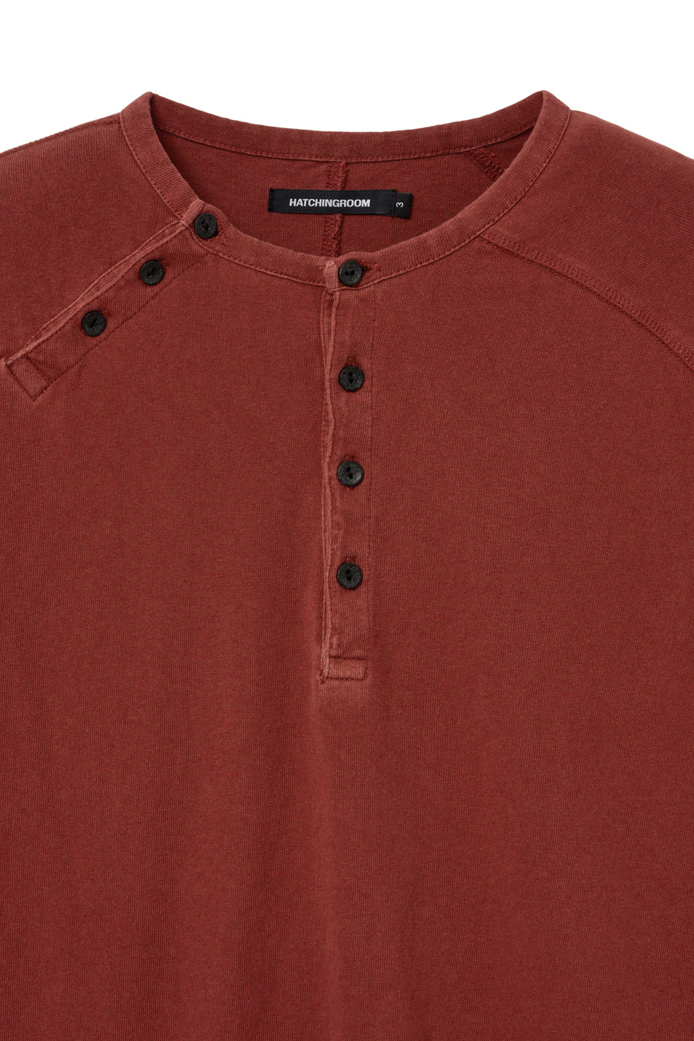 Hatchingroom - Double Henley Neck Tee Bleached (Red) product image 3 | TRAB K-Fashion Australia