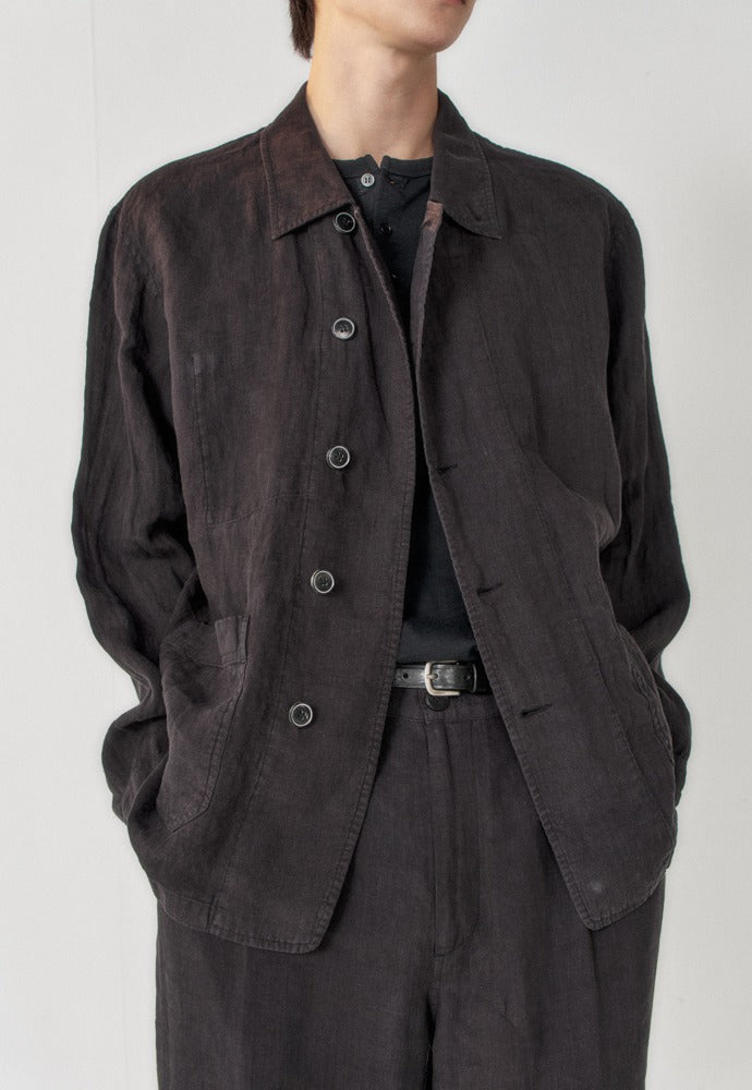 Art if acts - Linen French Work Jacket (Black) product image 1 | TRAB K-Fashion Australia