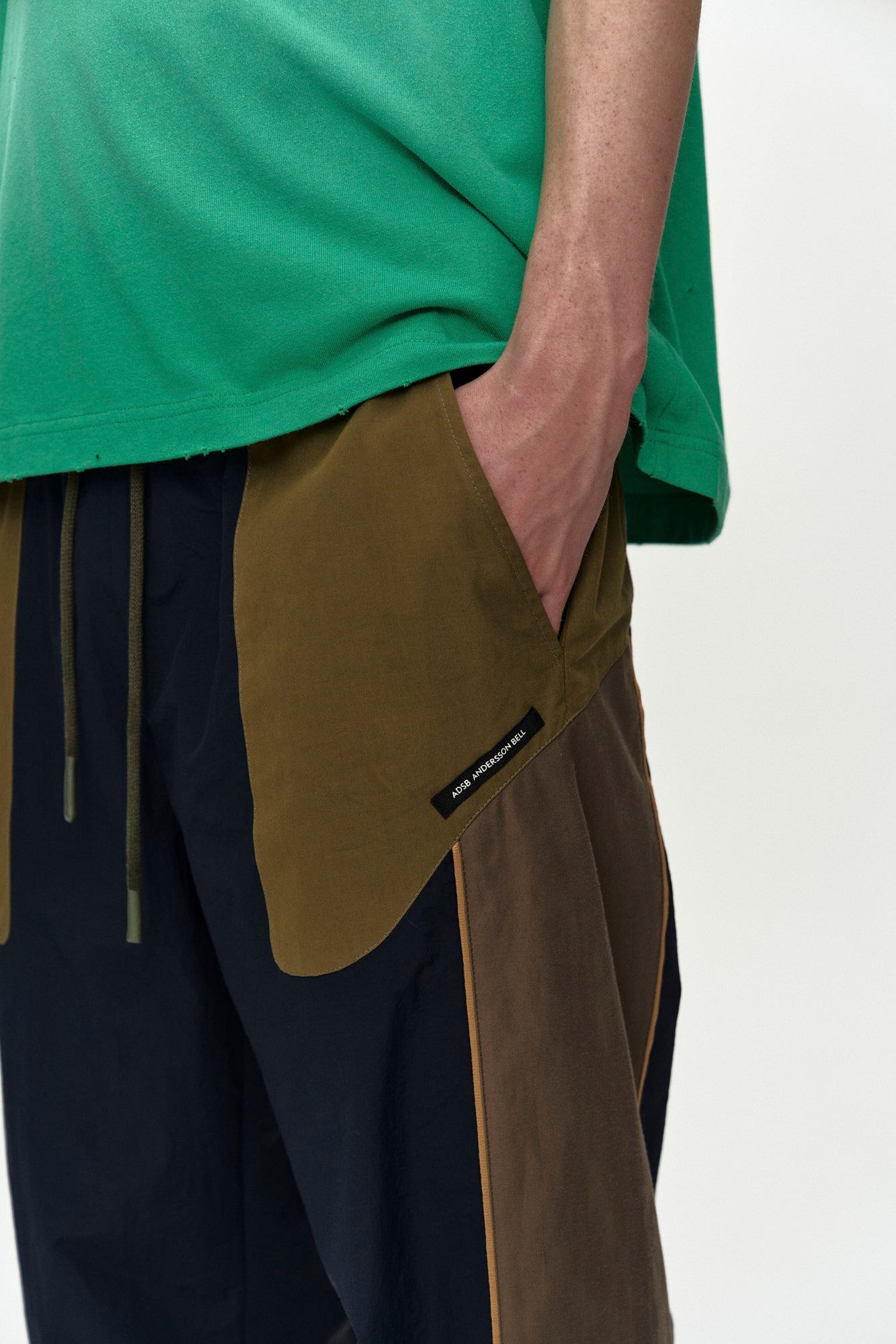 Andersson Bell - Unisex Color Block Nylon Track Pants (Navy/Khaki) product image 6 | TRAB K-Fashion Australia