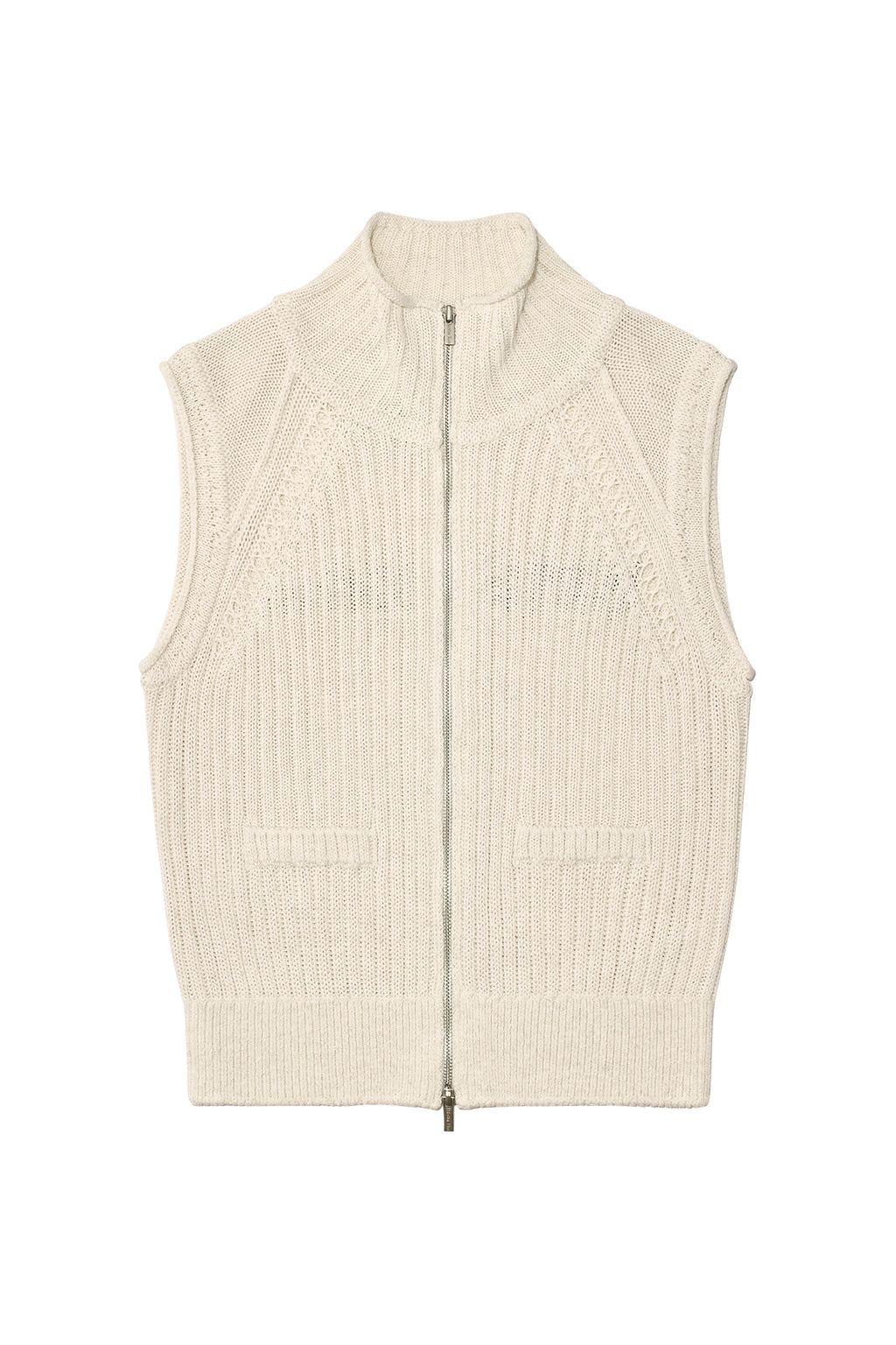 Matin Kim - Back Logo High Neck Knit Vest (Light Beige) product image 1 | TRAB K-Fashion Australia