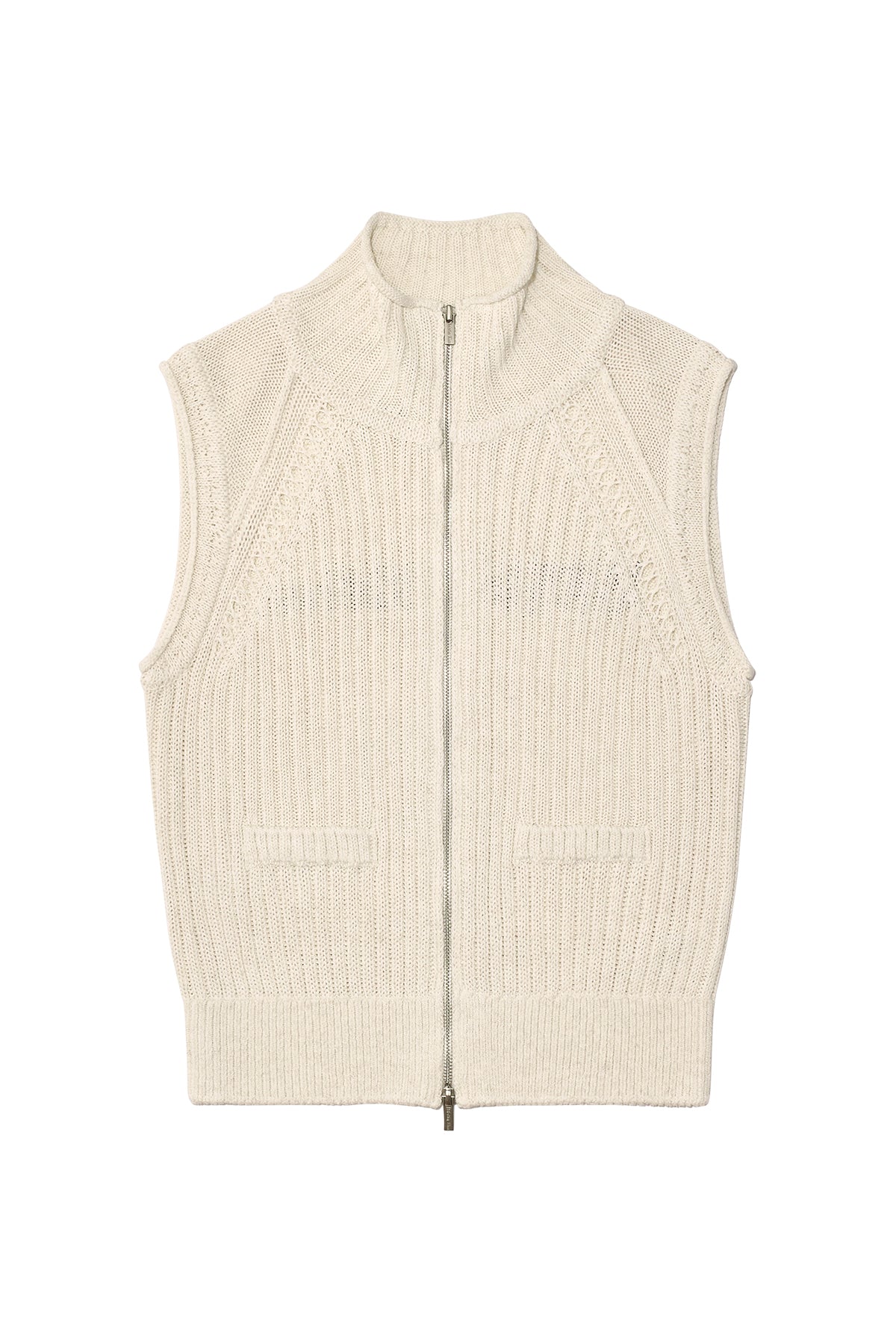 Matin Kim - Back Logo High Neck Knit Vest (Light Beige) product image 1 | TRAB K-Fashion Australia