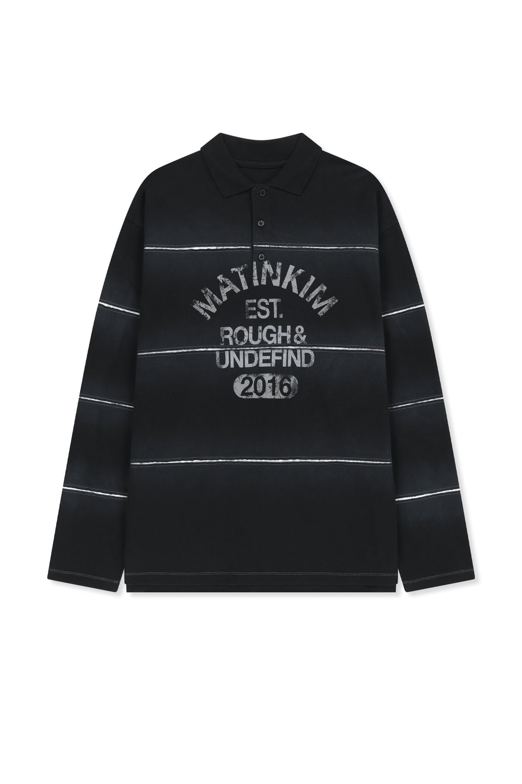 Matin Kim - Reveal Stripe Logo Collar Top (Black) product image 1 | TRAB K-Fashion Australia