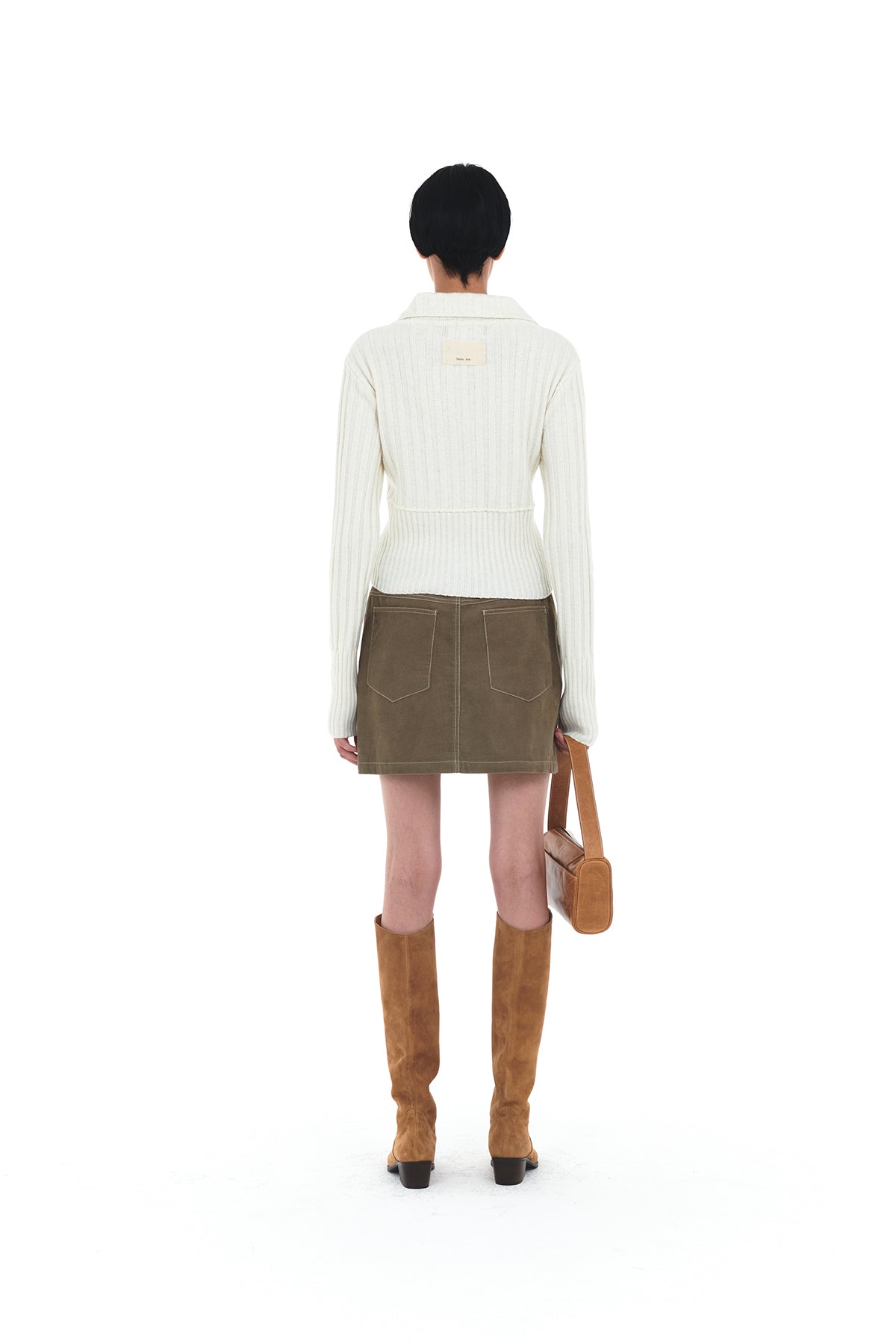 Matin Kim - Semi Crop Knit Button Cardigan (Ivory) product image 7 | TRAB K-Fashion Australia