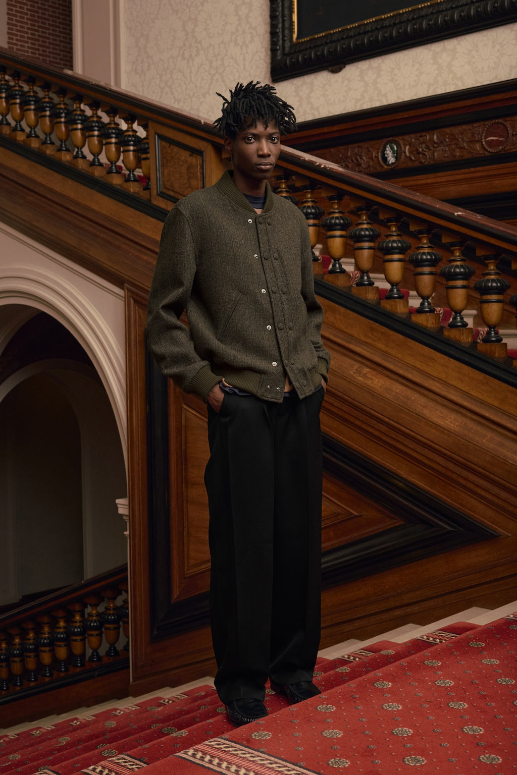 STU - Double Placket Varsity Jacket (Khaki) product image 5 | TRAB K-Fashion Australia