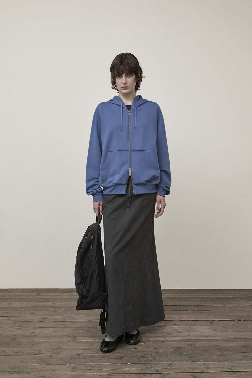 Matin Kim - Back Logo Glitter Hoody Zip Up (Blue) product image 9 | TRAB K-Fashion Australia