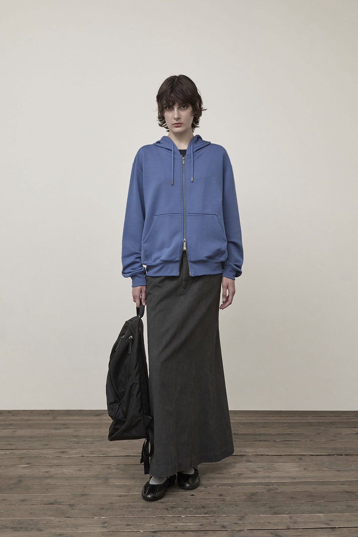 Matin Kim - Back Logo Glitter Hoody Zip Up (Blue) product image 9 | TRAB K-Fashion Australia