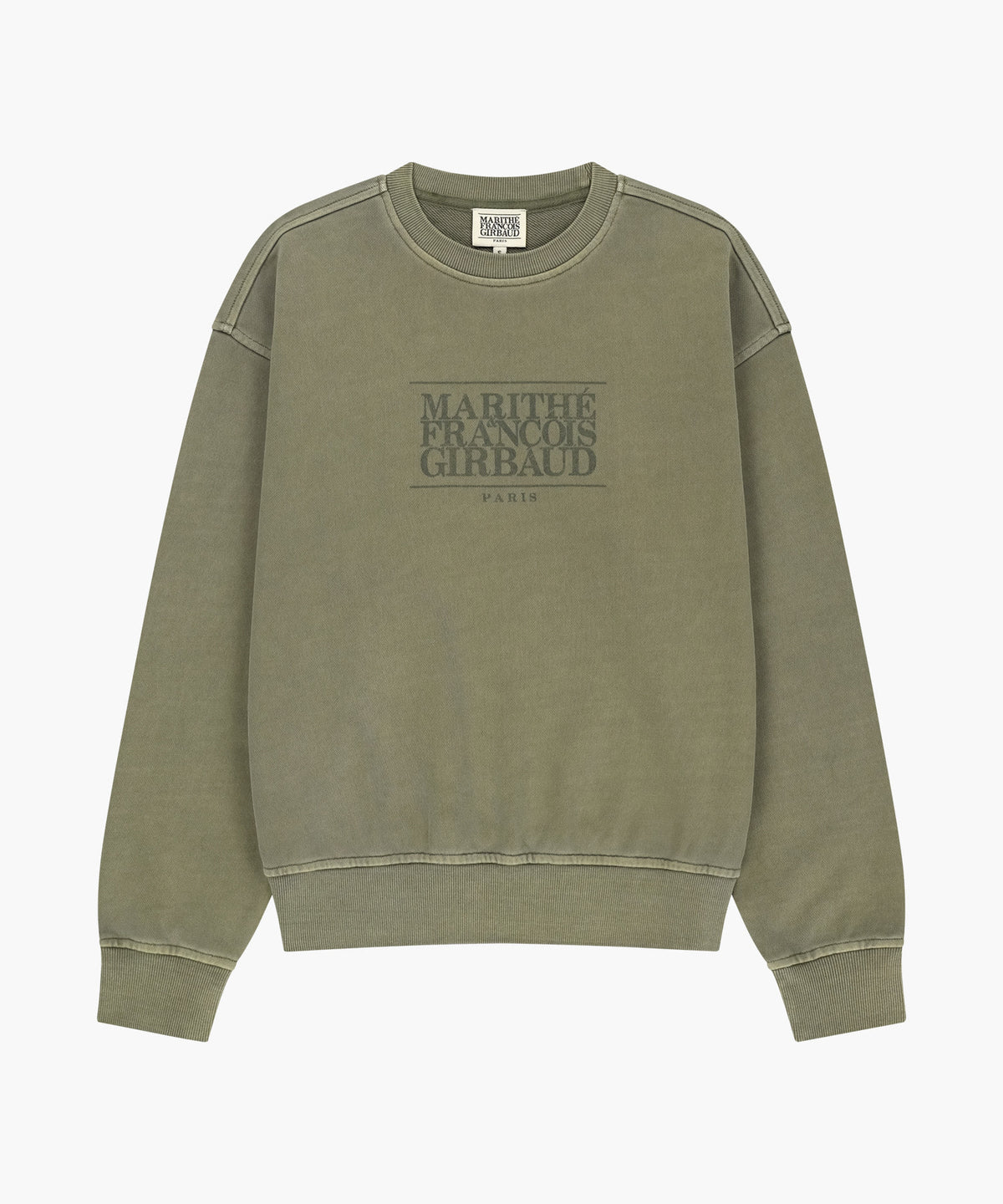 Marithe & Francois Girbaud - Crack Classic Logo Dyeing Oversized Sweatshirt (Khaki) product image 5 | TRAB K-Fashion Australia