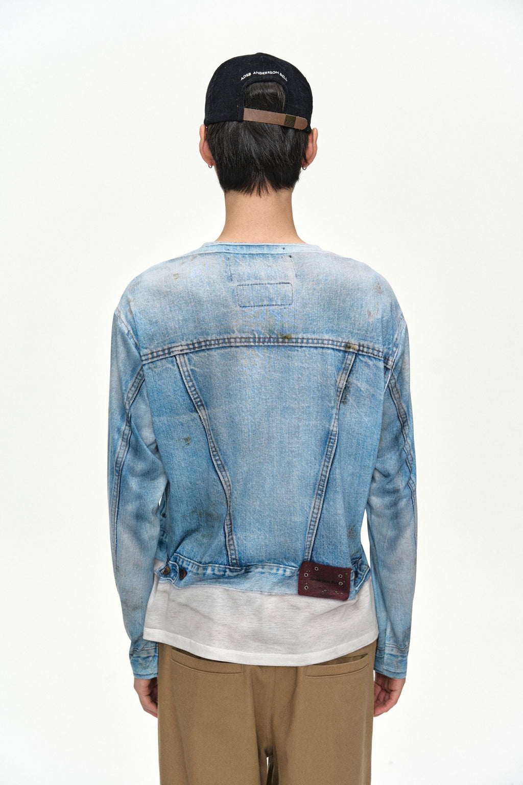 Andersson Bell - Unisex Denim Jacketed Trompe-L’oeil L/s T-Shirt (Blue/White) product image 7 | TRAB K-Fashion Australia
