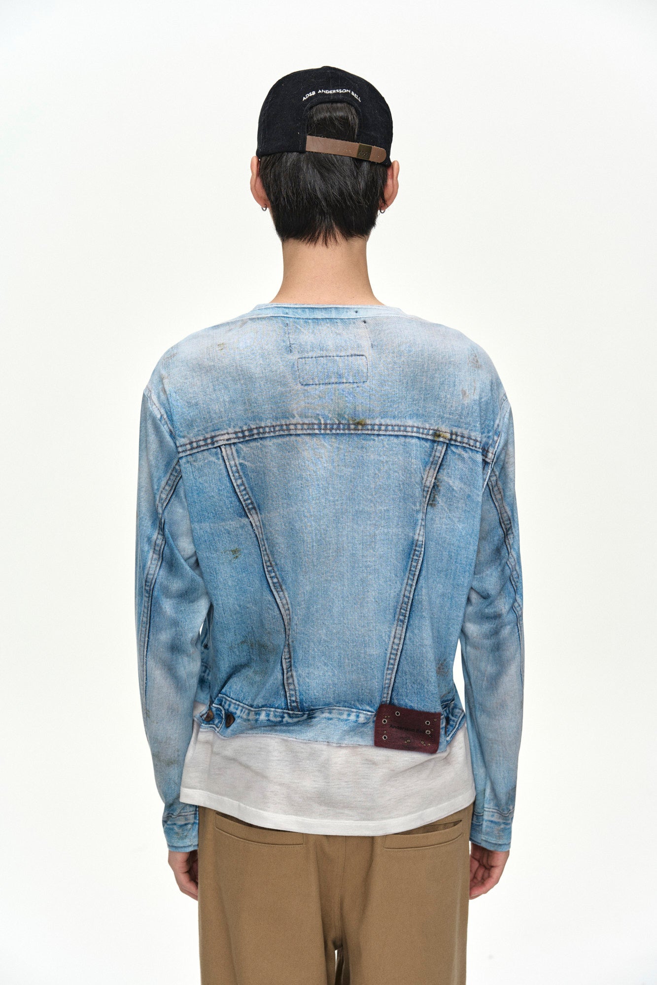 Andersson Bell - Unisex Denim Jacketed Trompe-L’oeil L/s T-Shirt (Blue/White) product image 7 | TRAB K-Fashion Australia