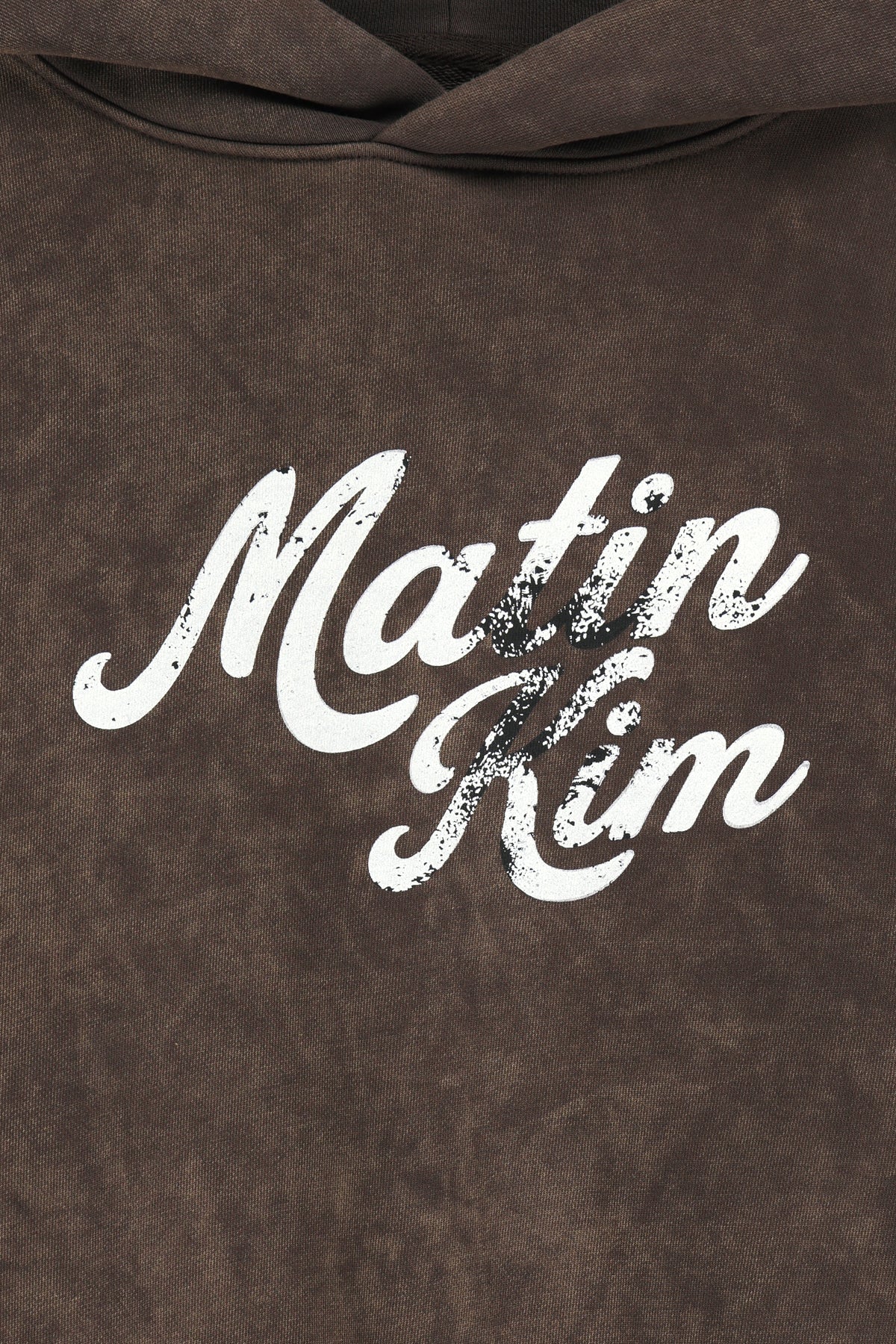 Matin Kim - Washed Calligraphy Logo Hoody Top (Brown) product image 5 | TRAB K-Fashion Australia