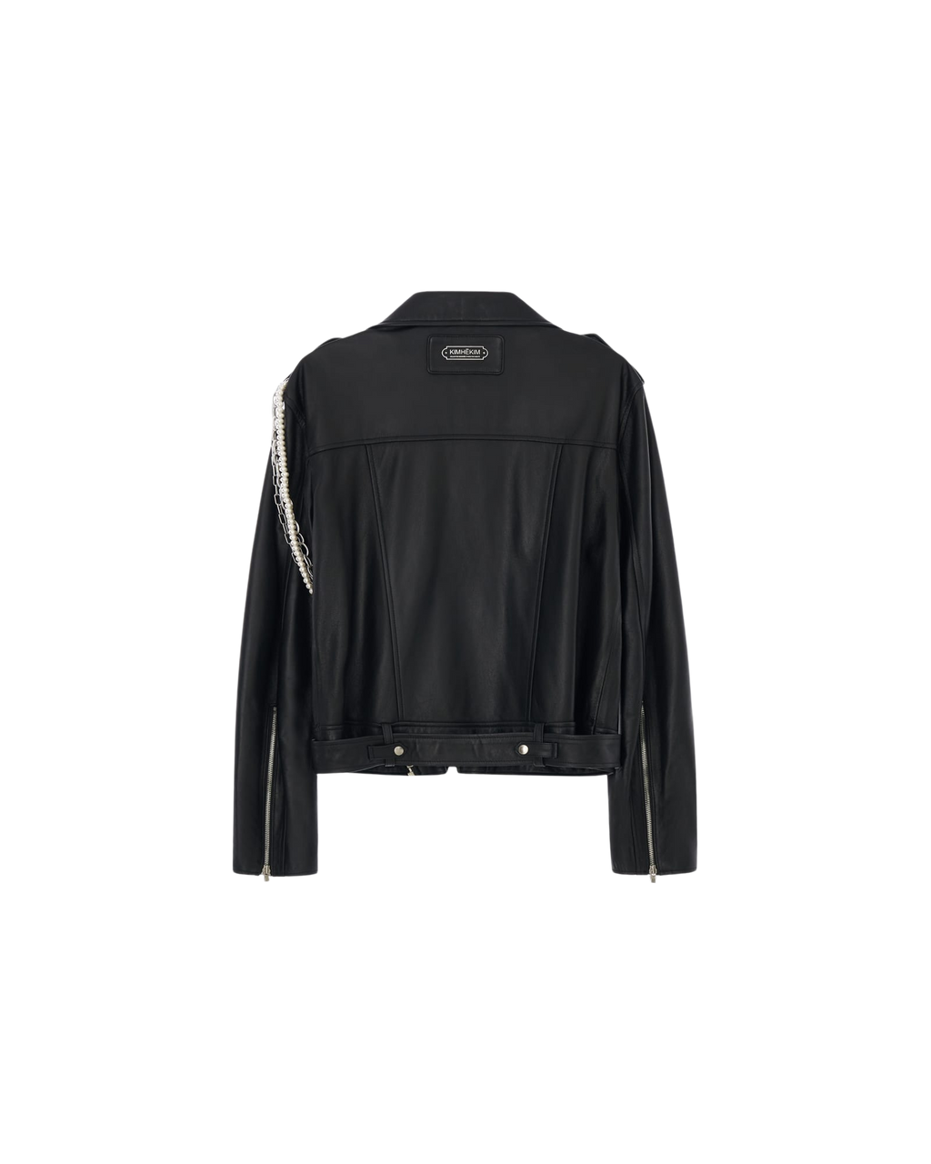 Kimhe Kim - Detachable Pearl Chain Leather Jacket (Black) product image 7 | TRAB K-Fashion Australia