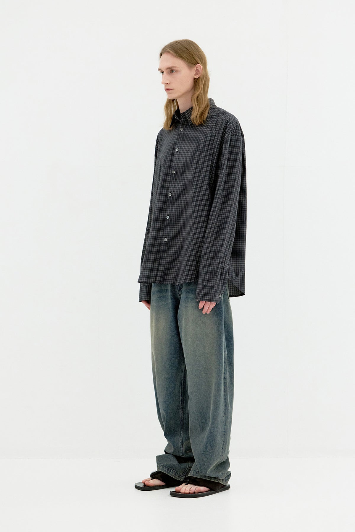 Coor - Windowpane Check Shirt (Black) product image 3 | TRAB K-Fashion Australia