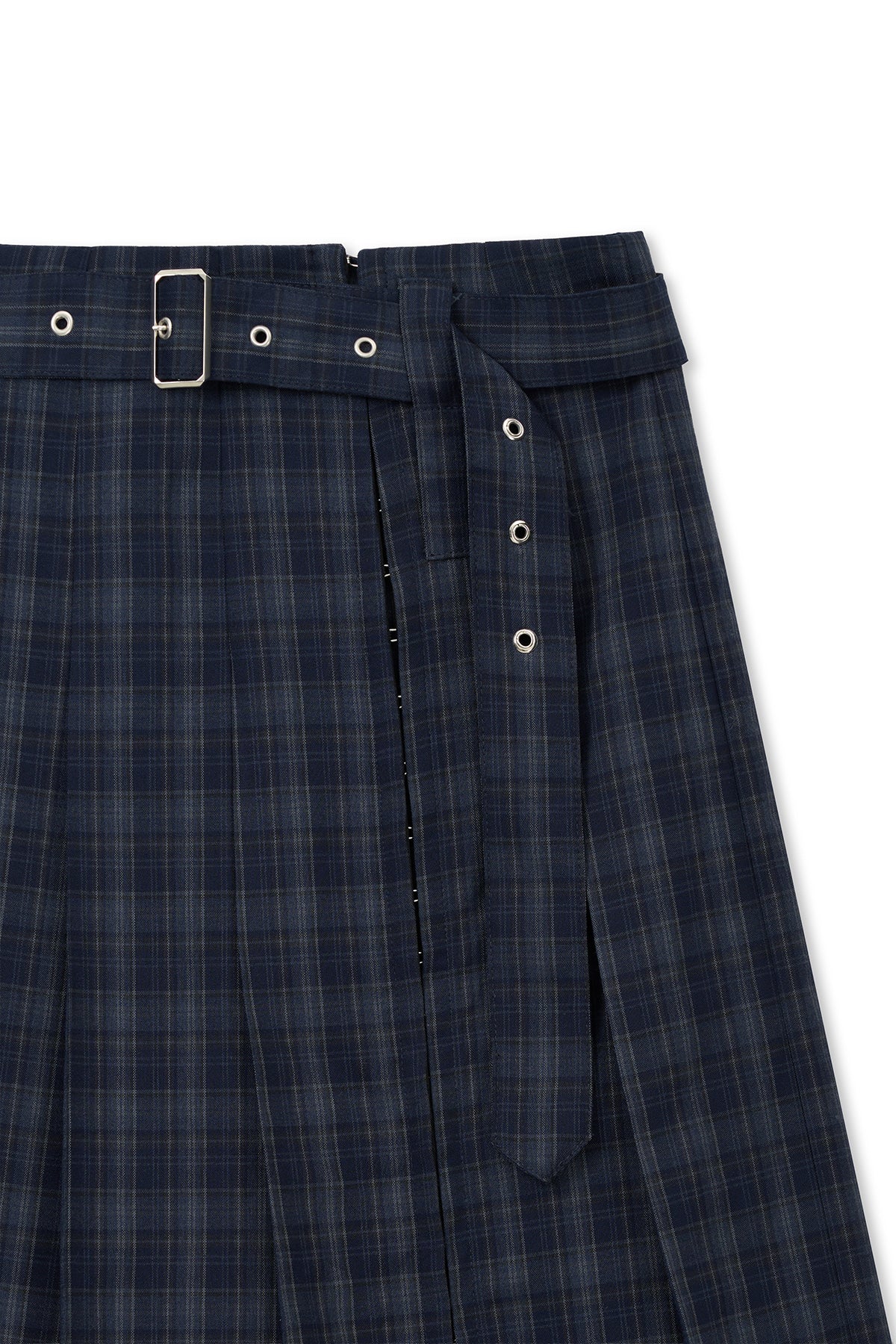 Matin Kim - Belted Slit Pleat Skirt (Navy) product image 3 | TRAB K-Fashion Australia