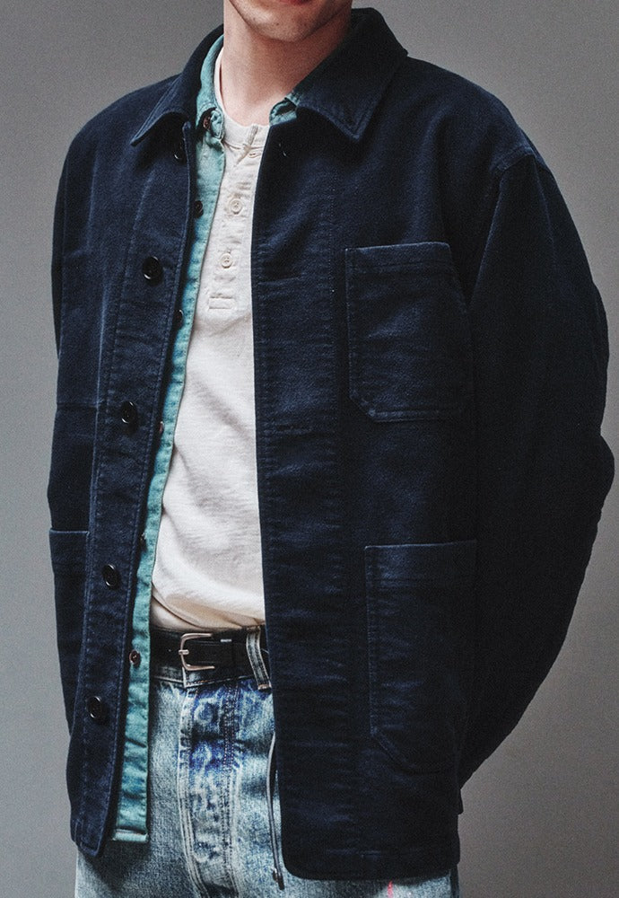 Art if acts - Washed Moleskin French Work Jacket (Vintage Navy) product image 1 | TRAB K-Fashion Australia