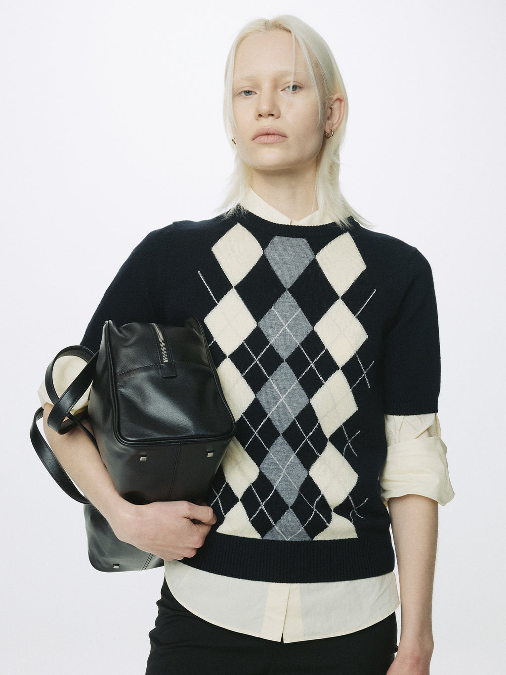 Tonywack - Superfine Wool Argyle Crew Neck Sweater (Navy Wax Yellow) product image 6 | TRAB K-Fashion Australia