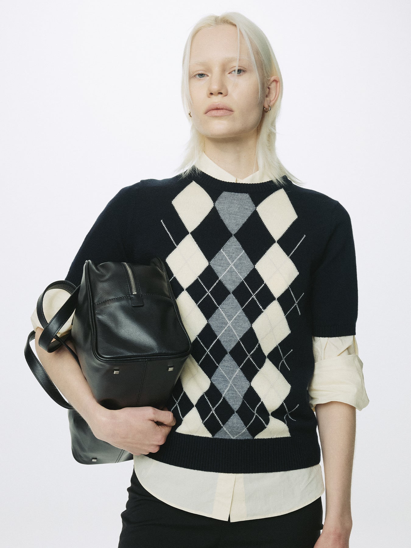 Tonywack - Superfine Wool Argyle Crew Neck Sweater (Navy Wax Yellow) product image 6 | TRAB K-Fashion Australia