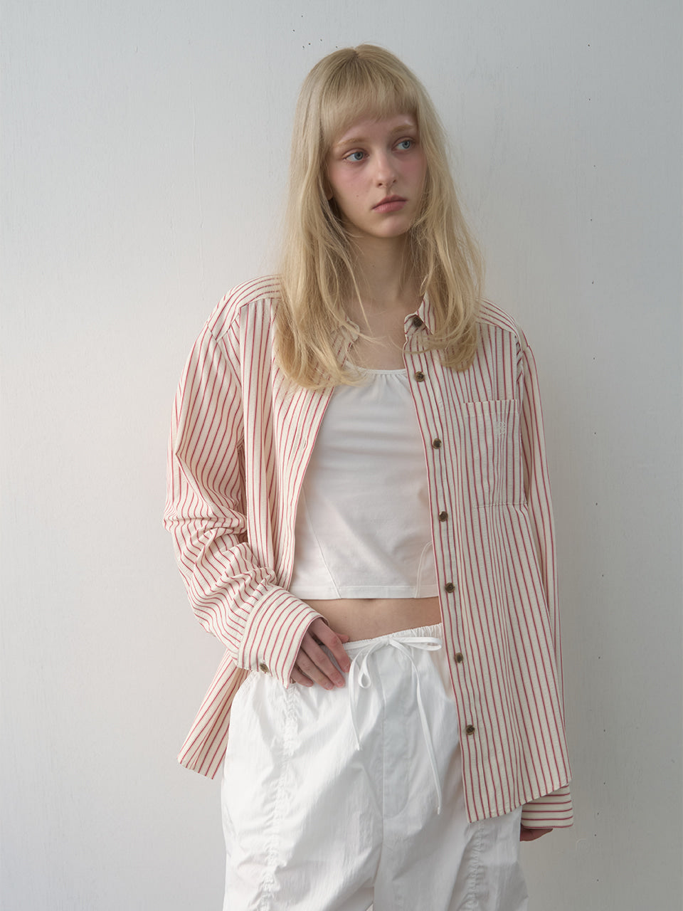 Kijun - Stripe Shirt Red Stripe product image 1 | TRAB K-Fashion Australia
