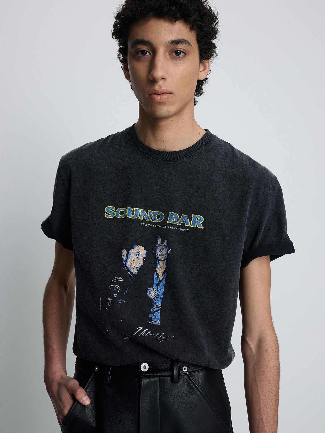 Tonywack - Garment-Dyed Sound Bar T-Shirt (Faded Carbon) product image 1 | TRAB K-Fashion Australia