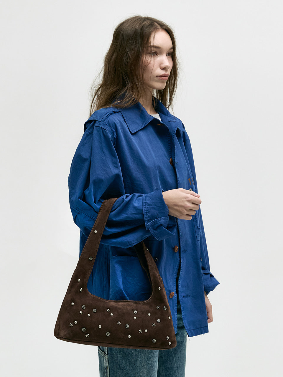 Marge Sherwood - Halter Hobo (Choco Brown Studded Suede) product image 2 | TRAB K-Fashion Australia