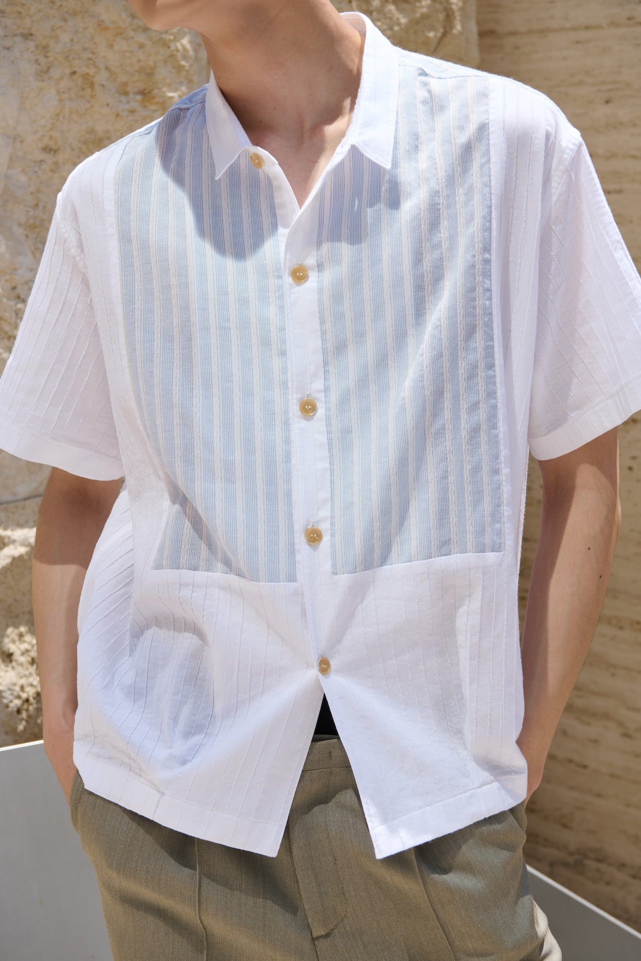 STU - Stripe Panel Shirt (White) product image 4 | TRAB K-Fashion Australia
