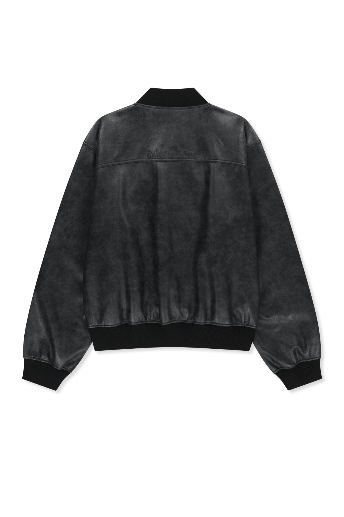 Matin Kim - Faux Leather Rib Collar Blouson (Black) product image 3 | TRAB K-Fashion Australia