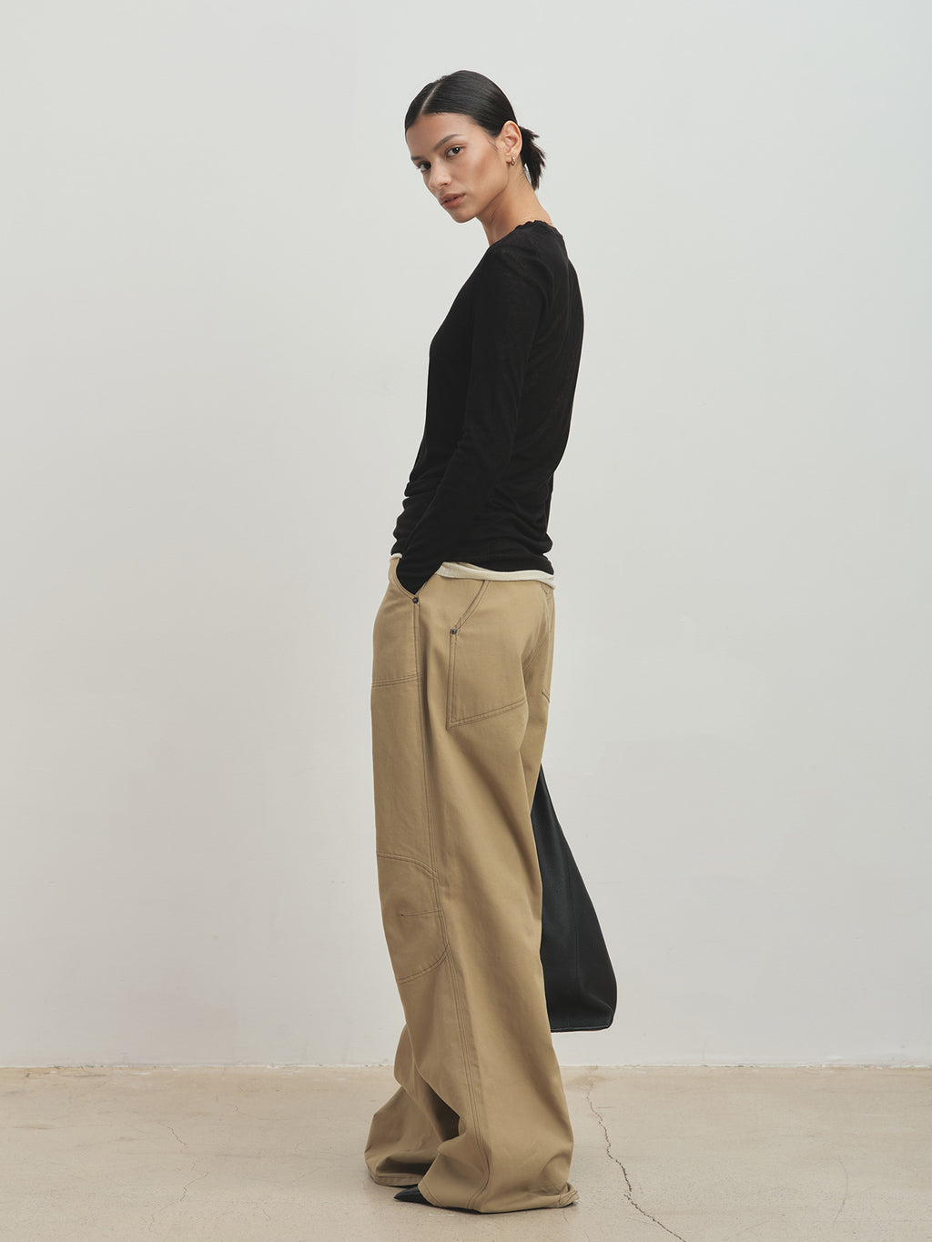 Tonywack - Wide-Leg Cotton Work Pants (Beige) product image 4 | TRAB K-Fashion Australia