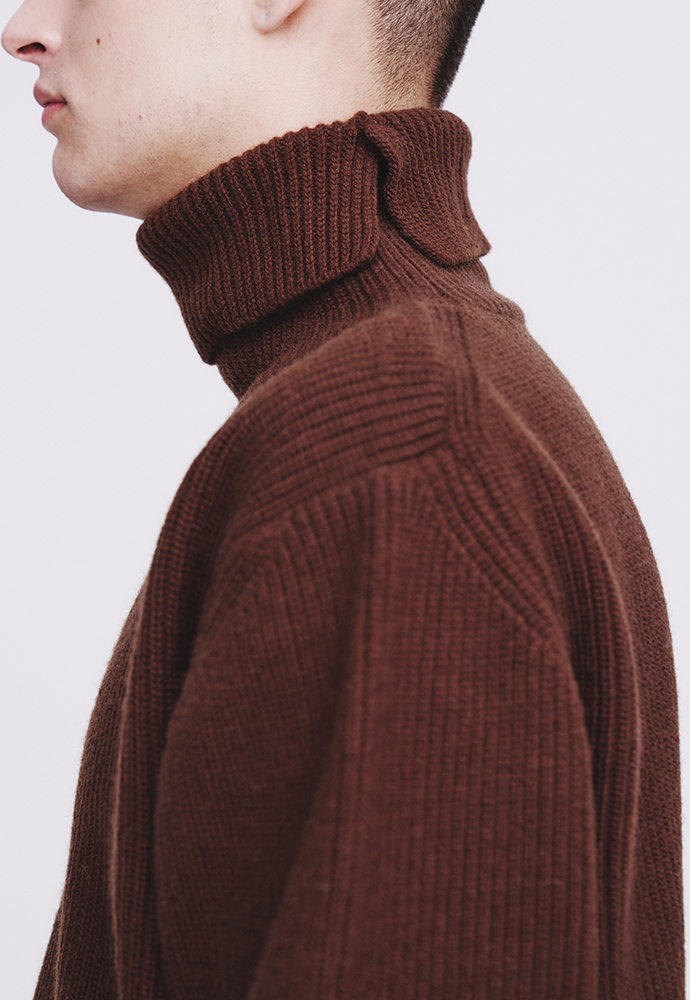 Tonywack - Hard Twist Wool Slit Turtleneck Knit (Brown) product image 6 | TRAB K-Fashion Australia