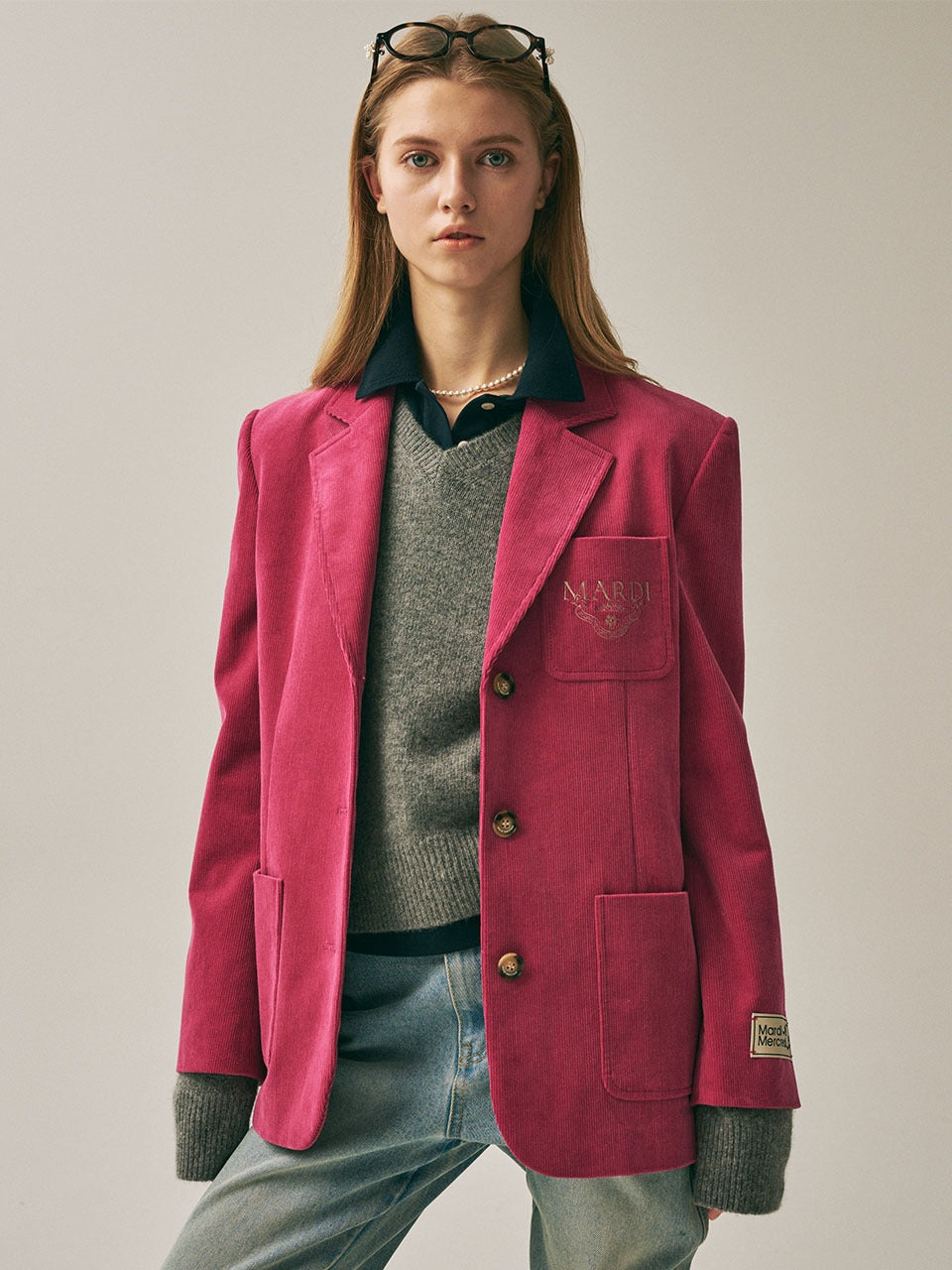 Mardi Mercredi - Corduroy Jacket Alumni Classique (Pink) product image 1 | TRAB K-Fashion Australia
