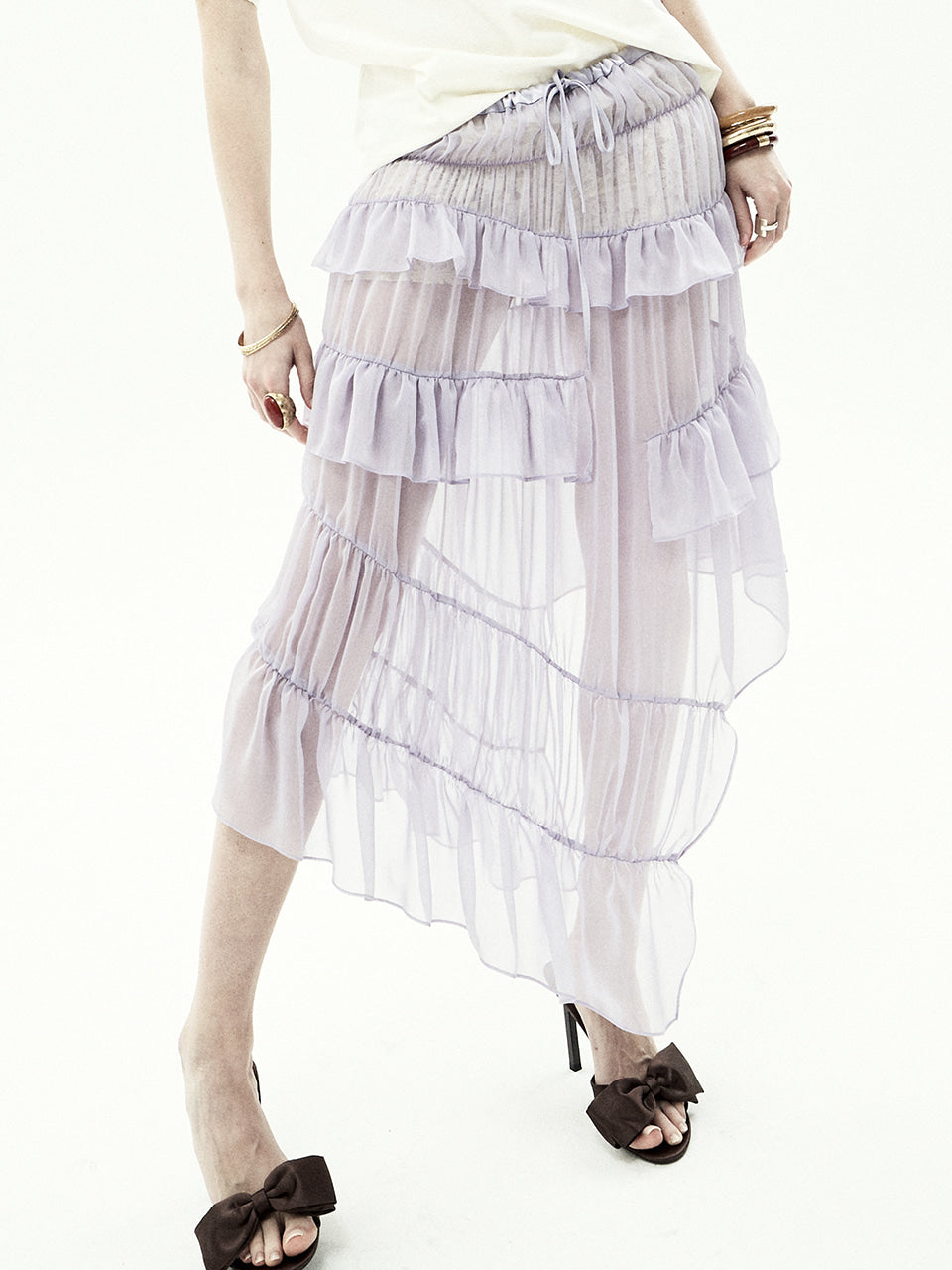 Mardi Mercredi - Chiffon Maxi Skirt Frill (Lavender) product image 1 | TRAB K-Fashion Australia