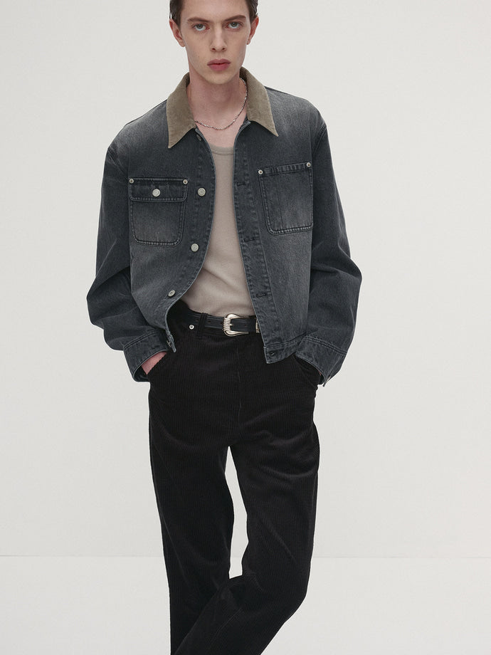 Tonywack - Corduroy Collar Denim Work Jacket (Washed Grey) product image 4 | TRAB K-Fashion Australia