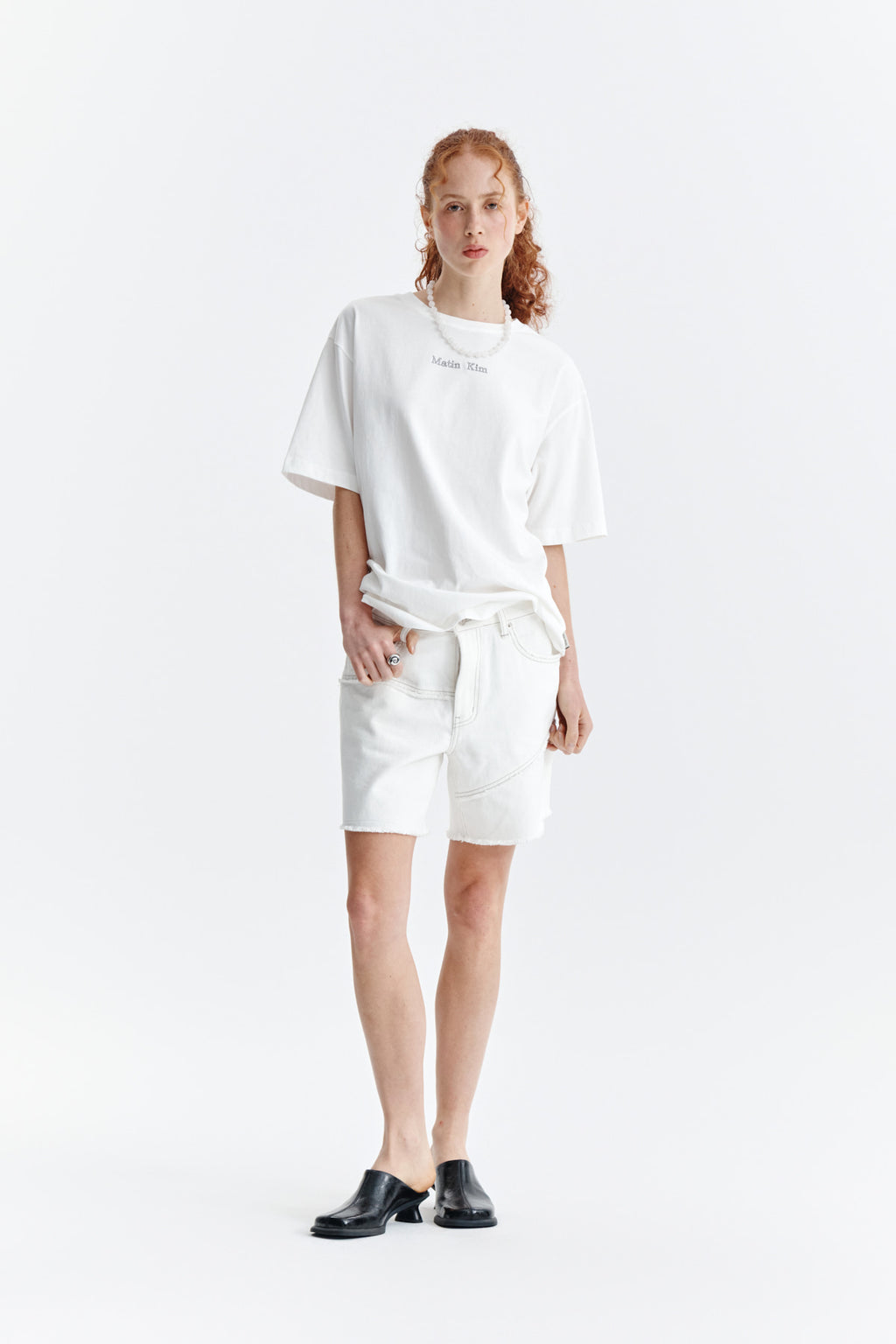 Matin Kim - Embroidery Small Logo Oversize Top (White) product image 9 | TRAB K-Fashion Australia