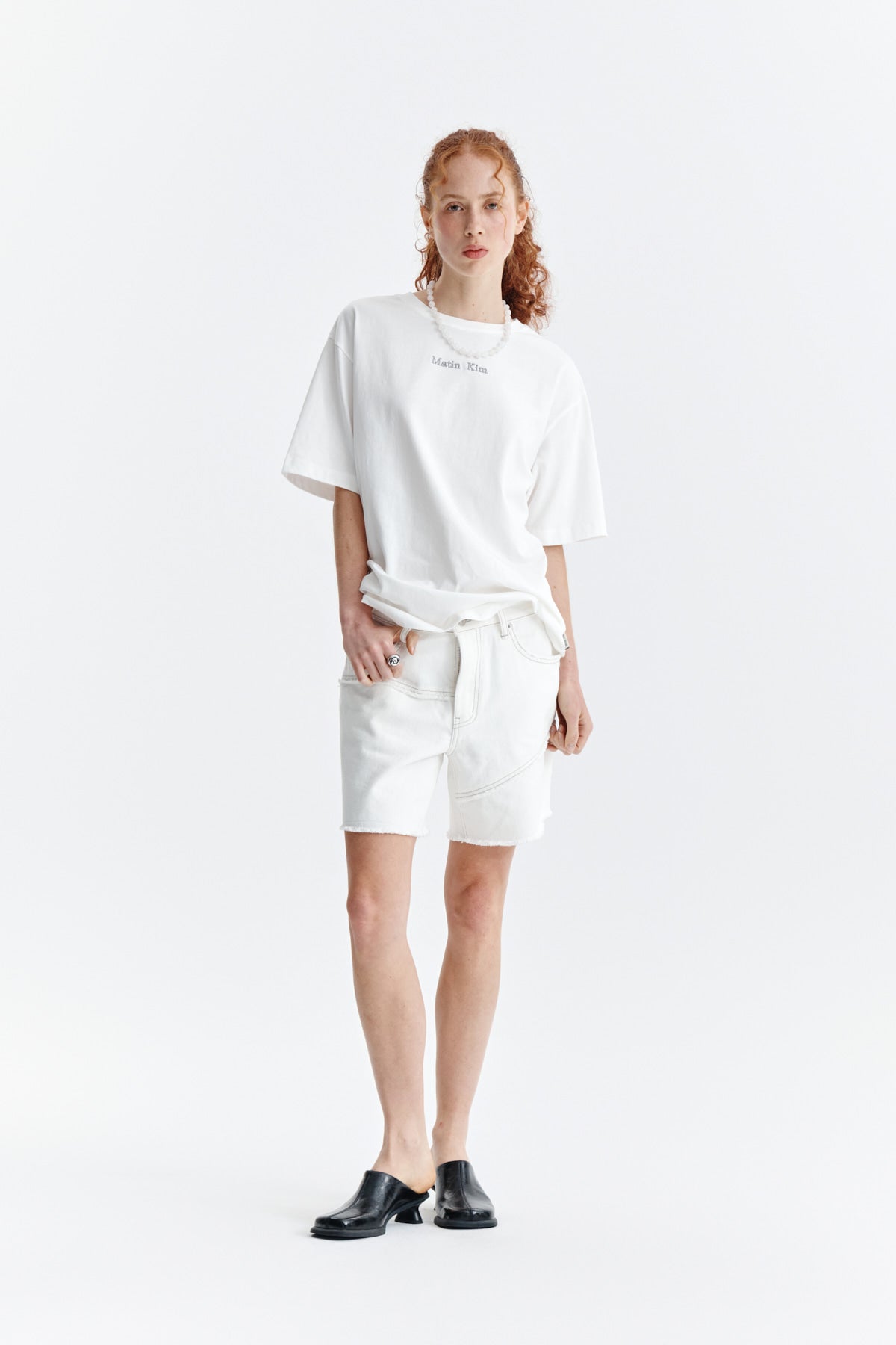 Matin Kim - Embroidery Small Logo Oversize Top (White) product image 9 | TRAB K-Fashion Australia