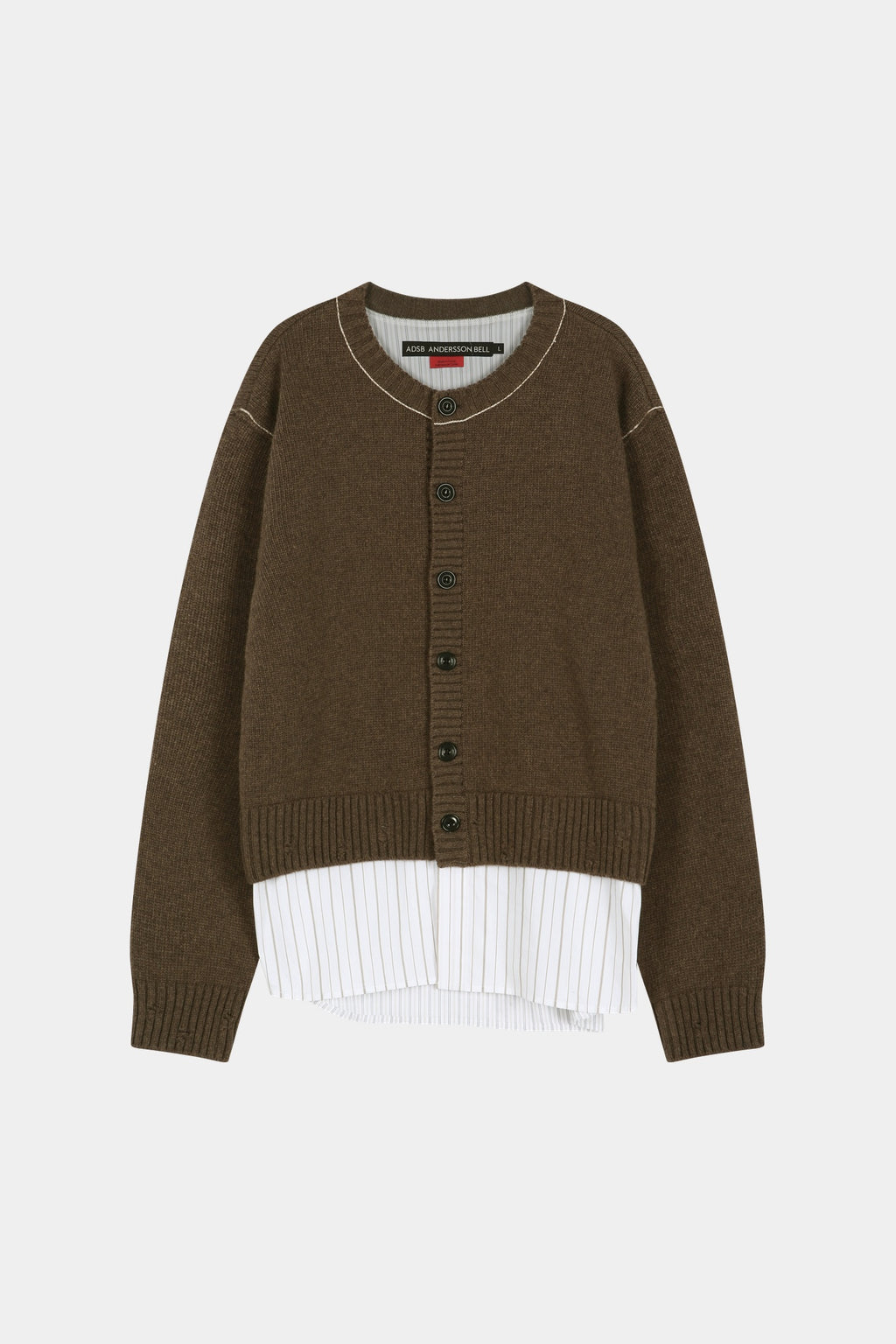 Andersson Bell - Shirt Layered Cardigan (Melange Brown) product image 8 | TRAB K-Fashion Australia