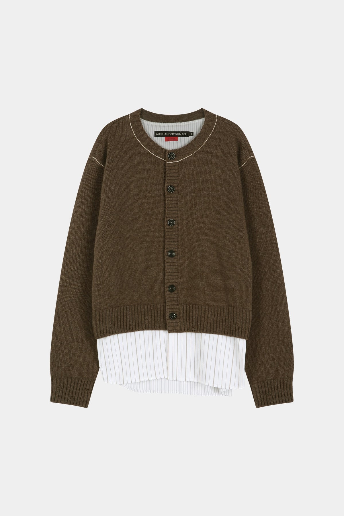 Andersson Bell - Shirt Layered Cardigan (Melange Brown) product image 8 | TRAB K-Fashion Australia