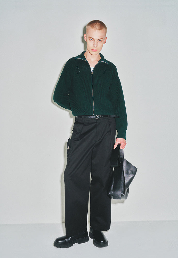 Tonywack - Italian Cotton Hard Twist Zip-Up Knit (Dark Green) product image 1 | TRAB K-Fashion Australia