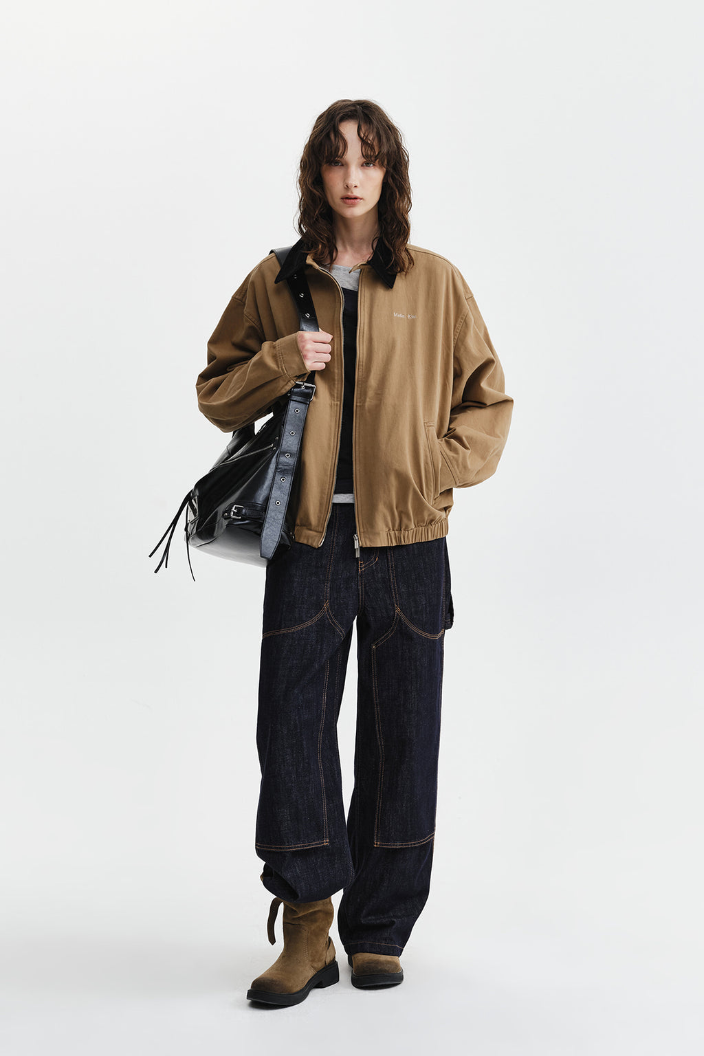 Matin Kim - Corduroy Contrast Trim Blouson Jumper (Beige) product image 9 | TRAB K-Fashion Australia