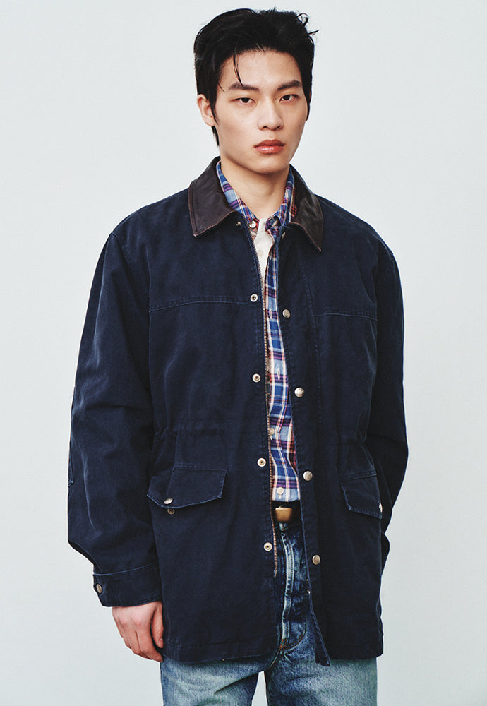 Art if acts - Leather Collar Garment Field Jacket (Faded Navy) product image 5 | TRAB K-Fashion Australia