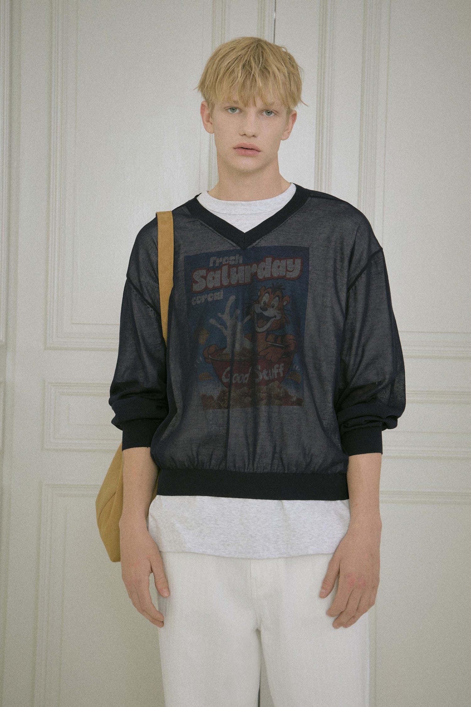 STU - Sheer V-Neck Knit (Navy) product image 8 | TRAB K-Fashion Australia