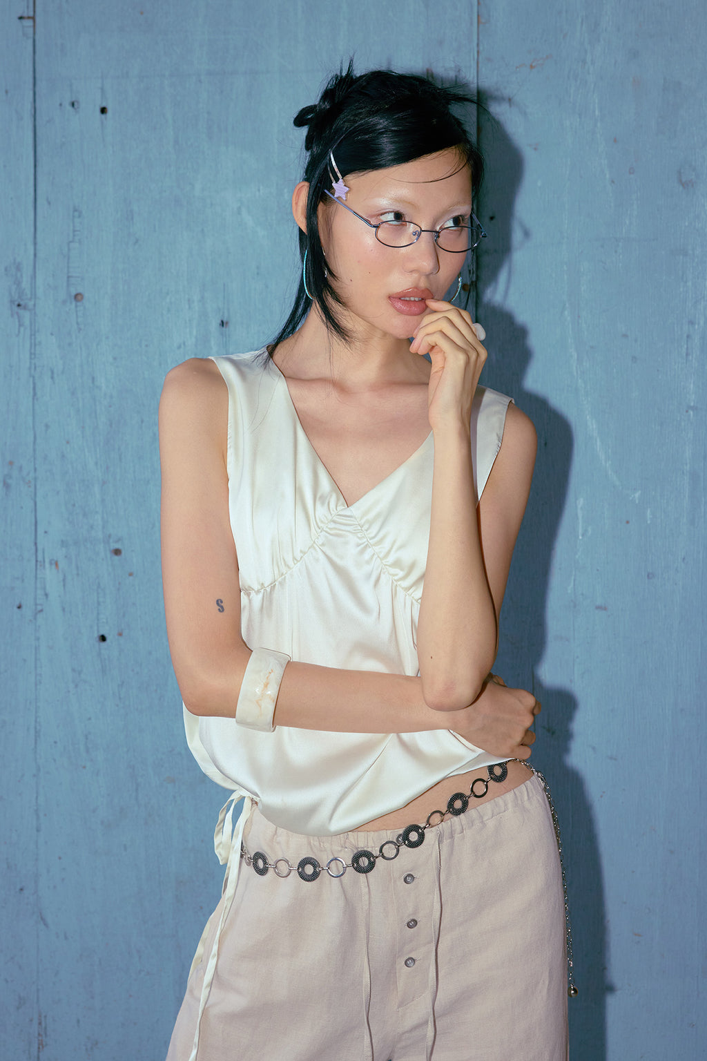 Deinet - Satin Shirring Sleeveless (Ivory) product image 8 | TRAB K-Fashion Australia