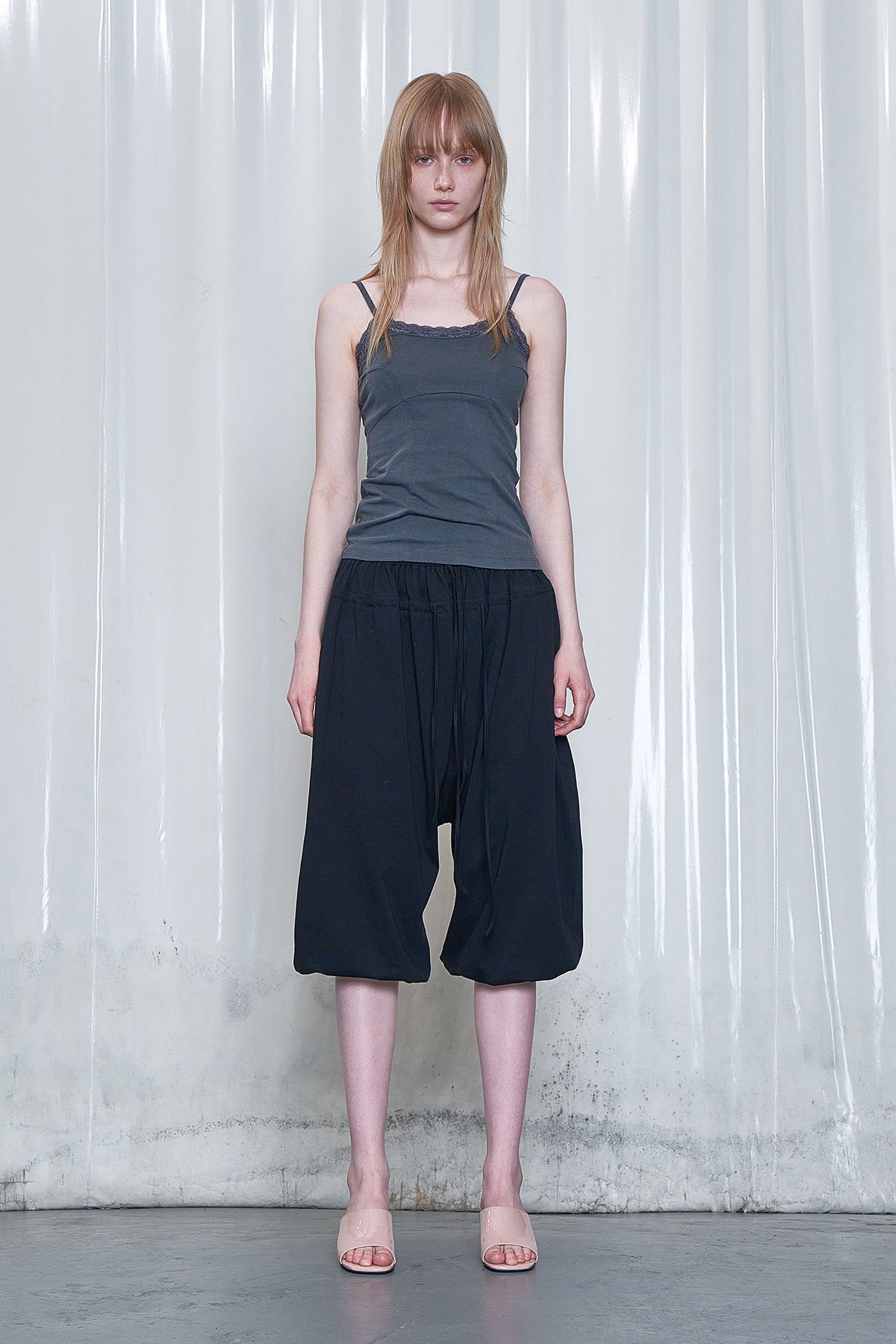 Deinet - Lace Curve Cami Top (Charcoal) product image 1 | TRAB K-Fashion Australia