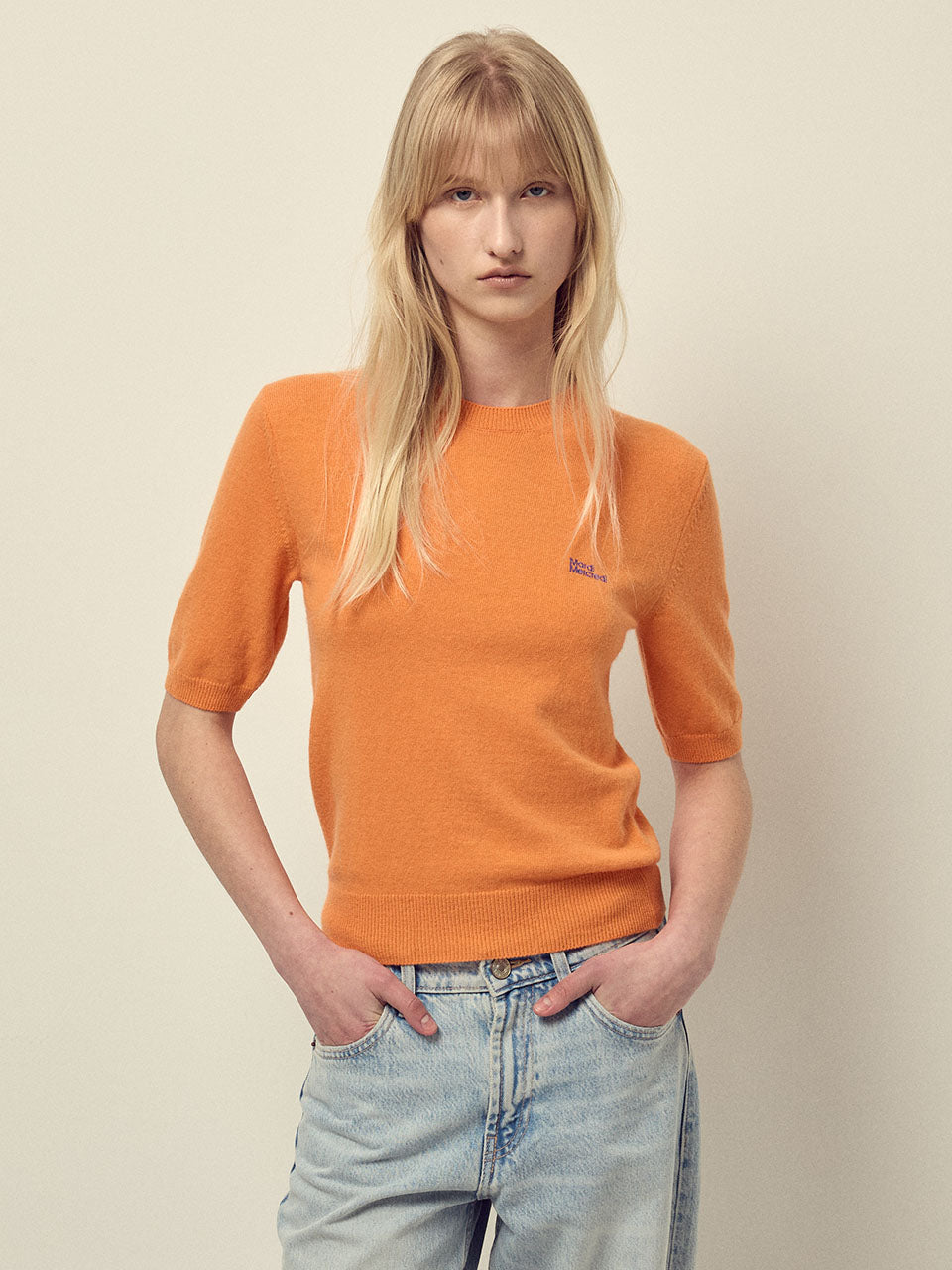 Mardi Mercredi - Cashmere Blended Top Short Sleeve Essential (Orange) product image 1 | TRAB K-Fashion Australia