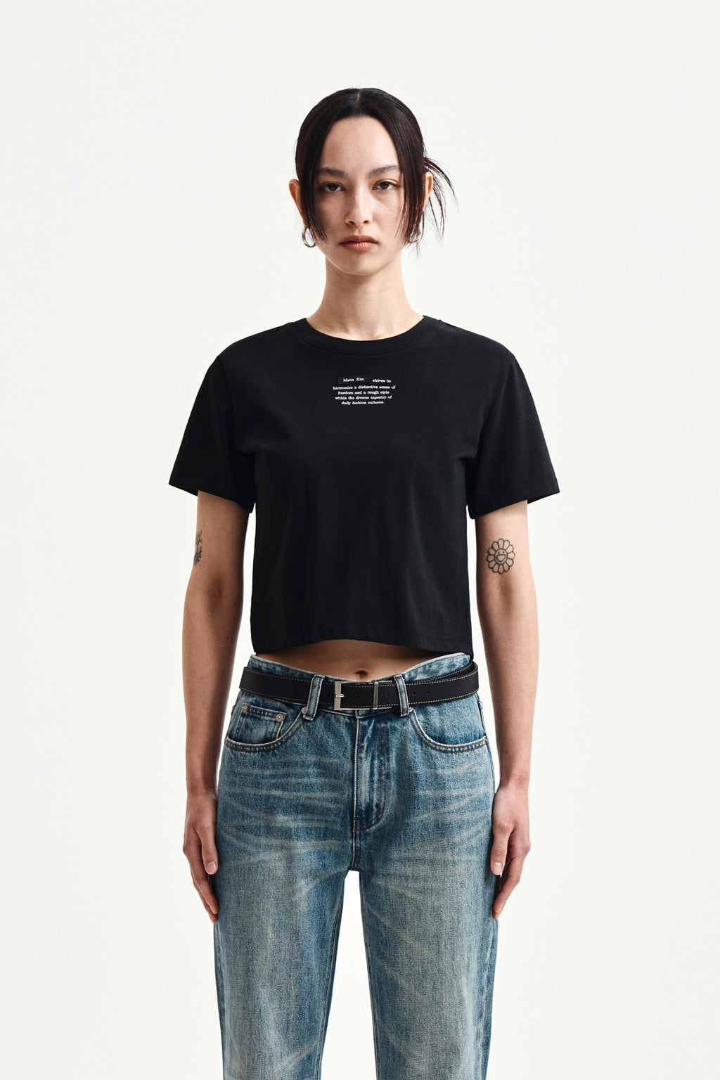 Matin Kim - Label Point Lettering Crop Top (Black) product image 5 | TRAB K-Fashion Australia