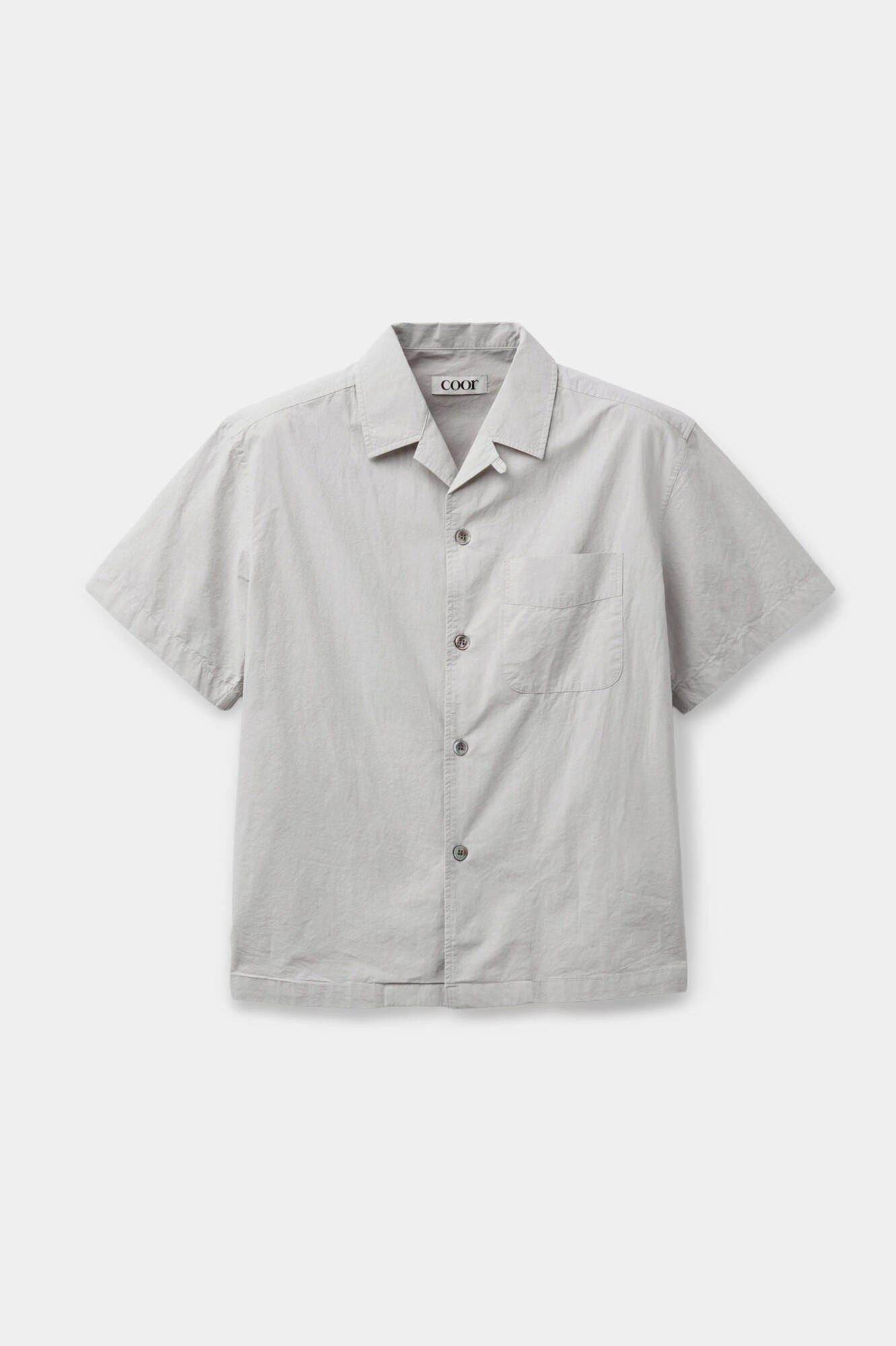 Coor - One-Pocket Garment Washed Half Shirt (Light Gray) product image 1 | TRAB K-Fashion Australia