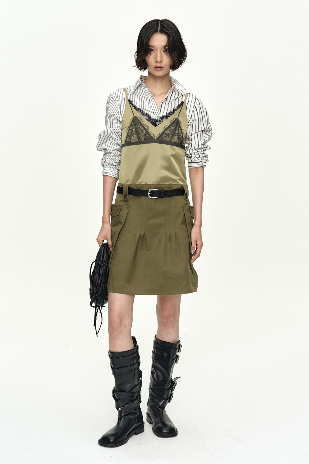 Andersson Bell - Lace Bra Printed Cargo Dress (Khaki) product image 2 | TRAB K-Fashion Australia