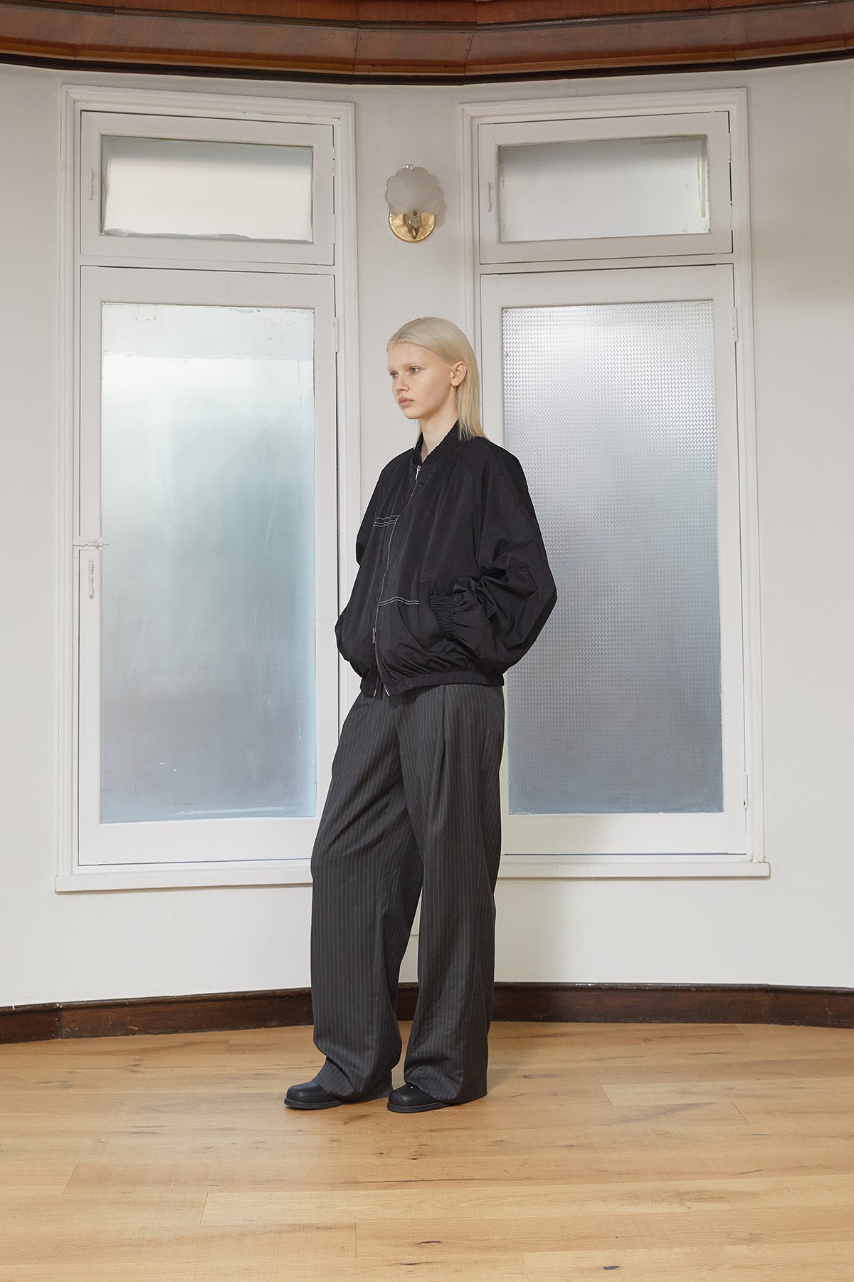 Matin Kim - Washed Volume Bomber Jumper (Black) product image 9 | TRAB K-Fashion Australia