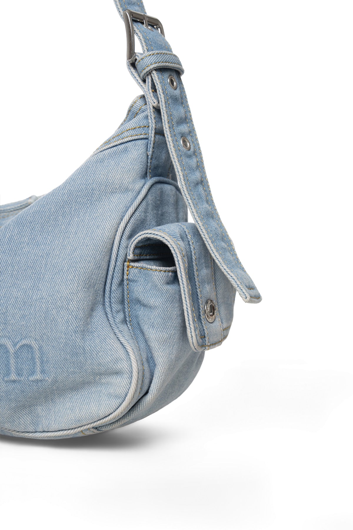 Matin Kim - Matin Dust Denim Side Pocket Bag (Light Blue) product image 5 | TRAB K-Fashion Australia