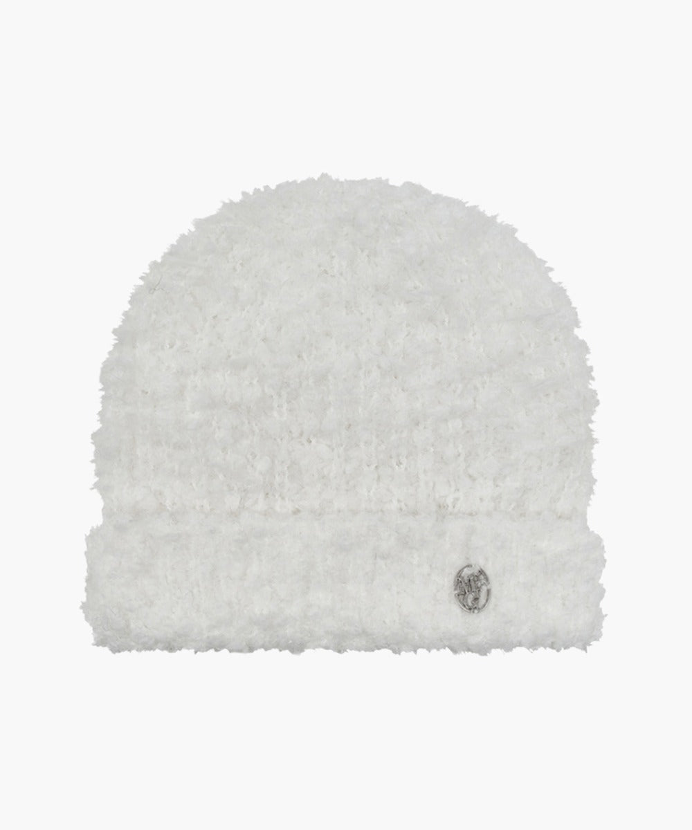 Marithe & Francois Girbaud - Circle Logo Snuggle Beanie (White) product image 1 | TRAB K-Fashion Australia