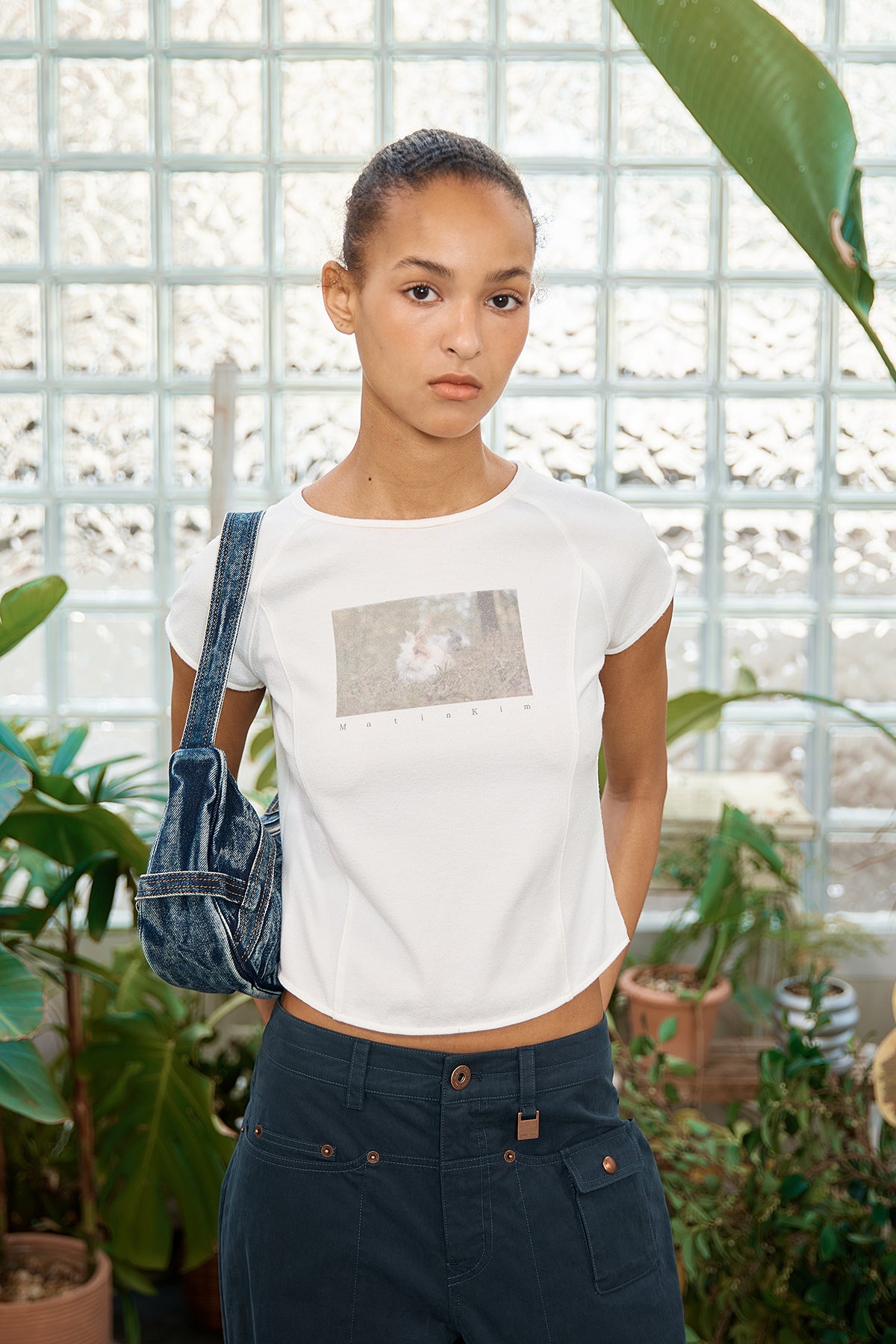 Matin Kim - Rabbit Printing Raglan Slim Top (White) product image 9 | TRAB K-Fashion Australia