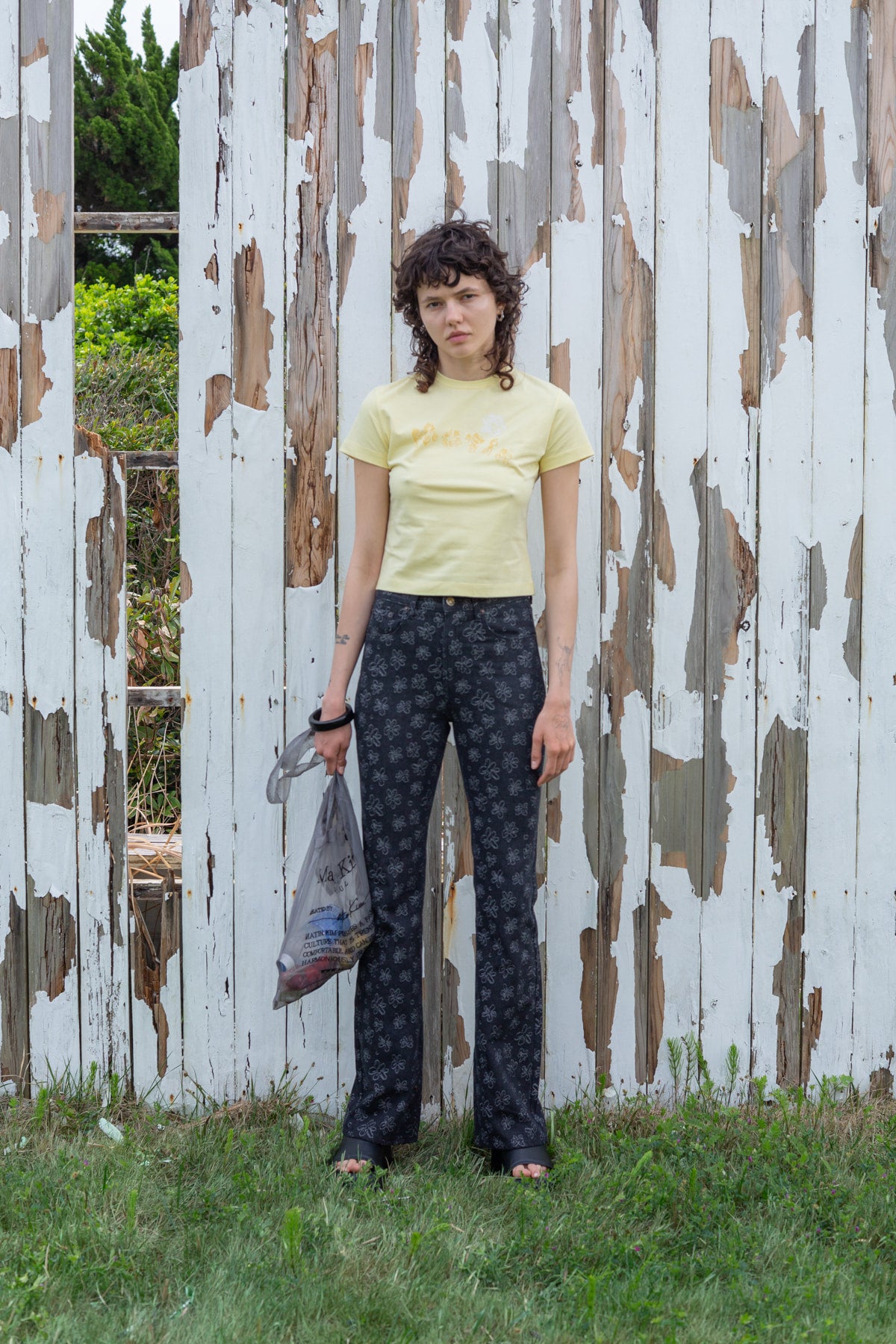 Matin Kim - Flower Pattern Flare Denim Pants (Black) product image 8 | TRAB K-Fashion Australia